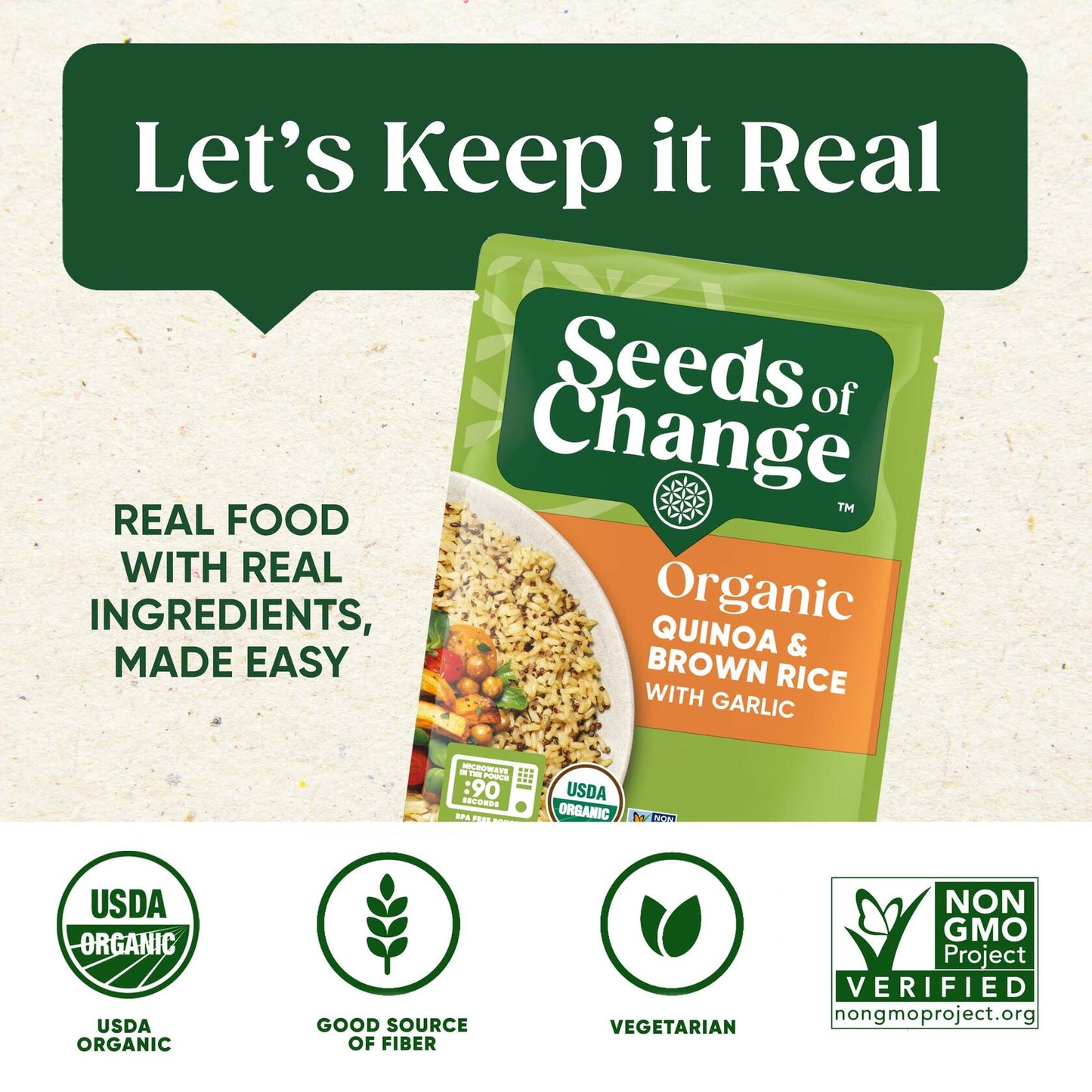 SEEDS OF CHANGE Organic Quinoa & Brown Rice 8.5 Ounce (Pack of 12)