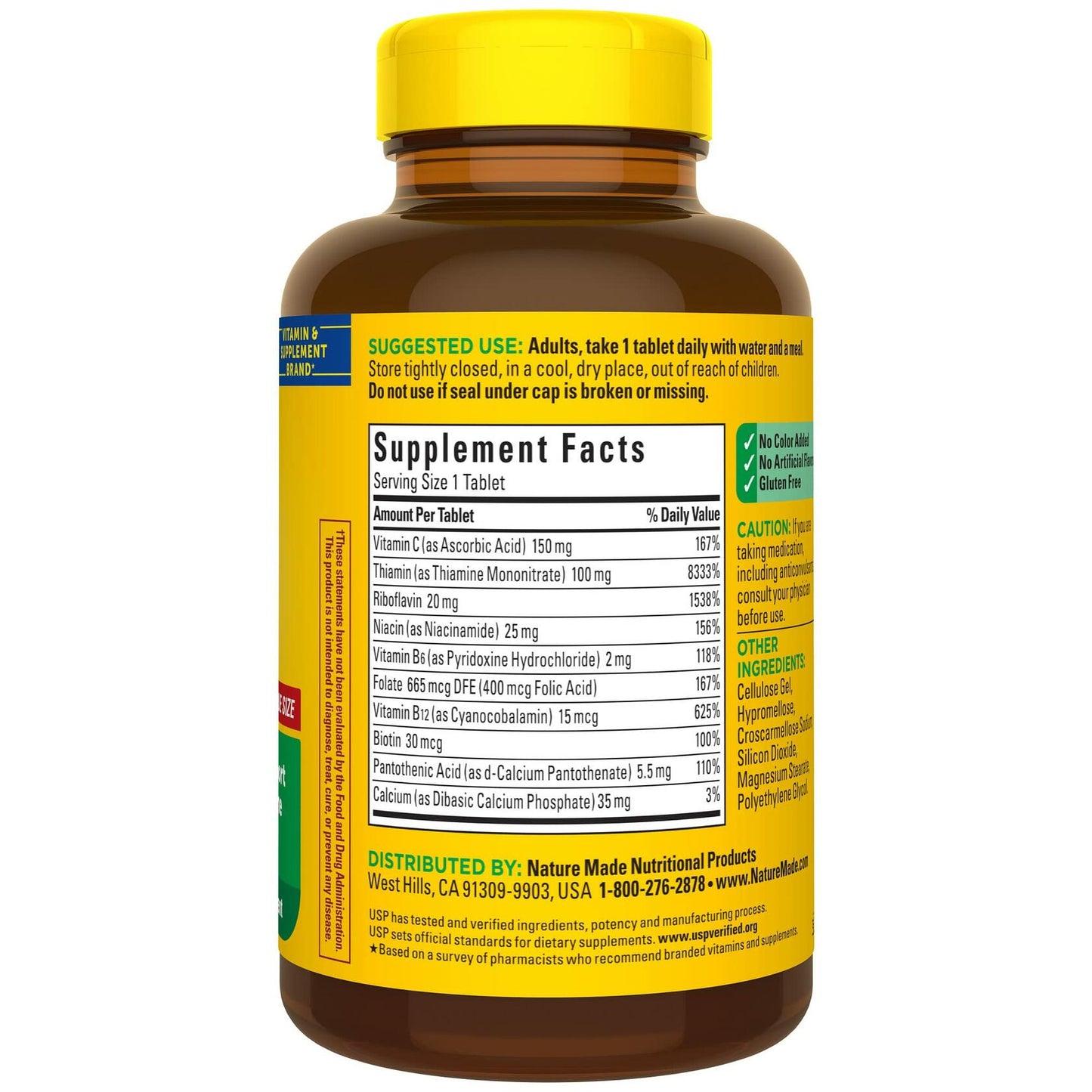 Nature Made Super B Complex with Vitamin C and Folic Acid, Dietary Supplement for Immune Support, 360 Tablets, 360 Day Supply