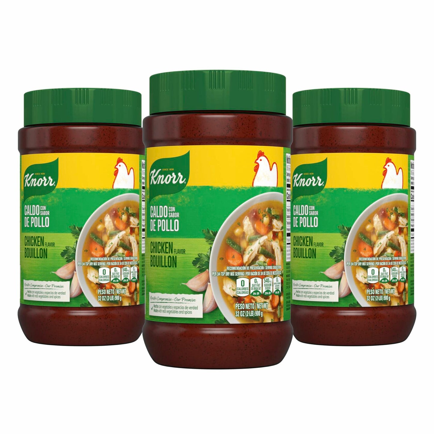 Knorr Granulated Chicken Flavor Bouillon For Sauces, Gravies And Soups Chicken Bouillon Fat And Cholesterol Free 2 lb 3 Pack
