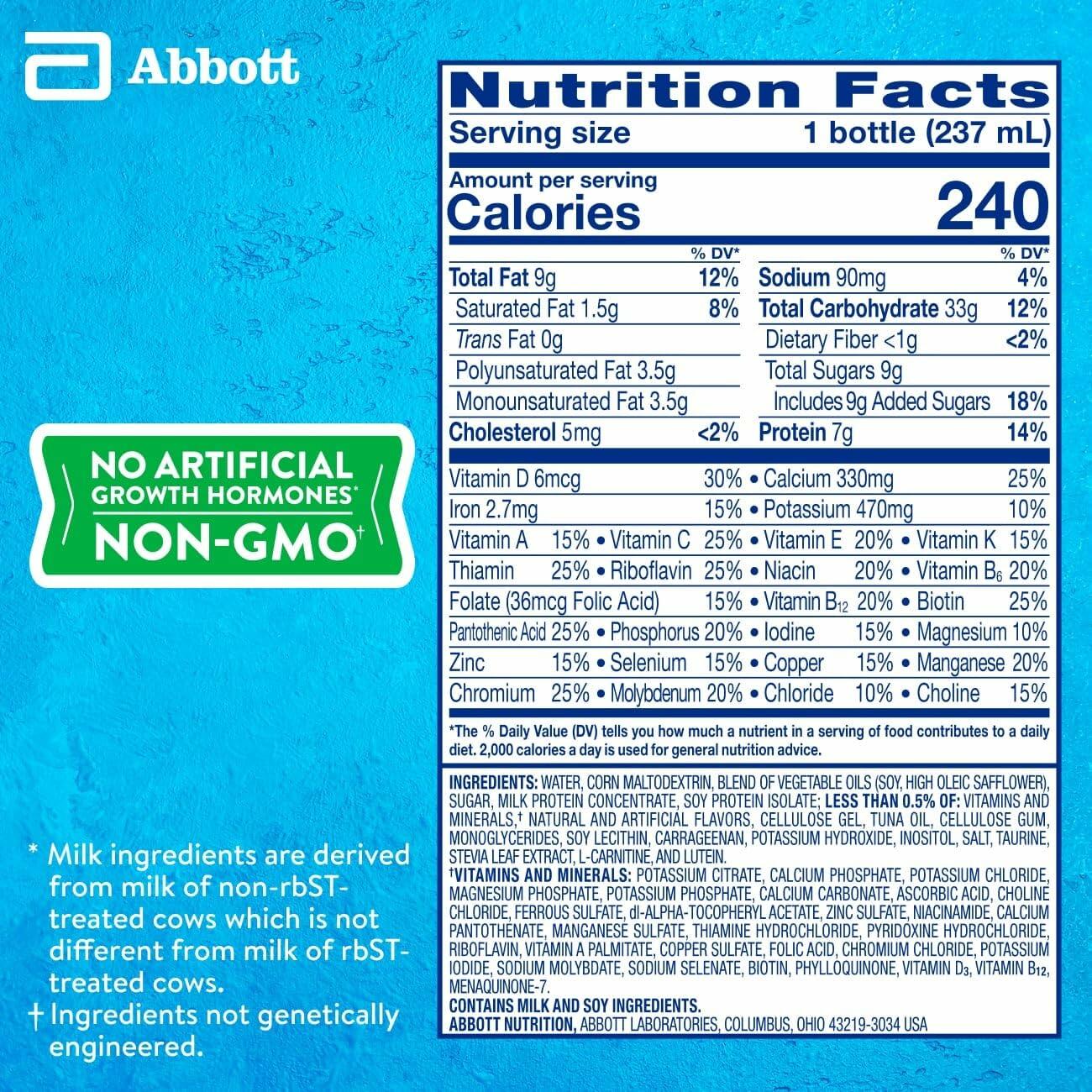 PediaSure Grow & Gain with Immune Support, 27 Minerals & Vitamins for Kids, 7g Protein, Non-GMO, Gluten-Free, Vanilla, 8-fl-oz Bottle, Pack of 6