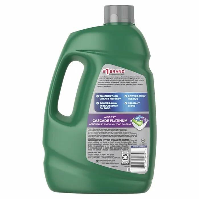 Cascade Advanced Power Dishwasher Detergent Gel, Fresh Scent, Dishwashing Detergent with Dawn Grease Fighting Power, 125 oz Plastic Bottle