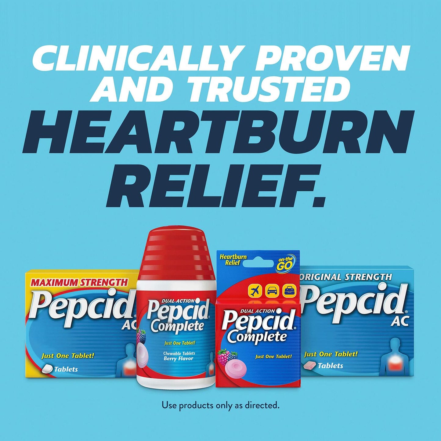 Pepcid AC Maximum Strength Heartburn Relief Tablets, OTC Medicine Prevents & Relieves Heartburn Due to Acid Indigestion & Sour Stomach, 20mg Famotidine Acid Reducer, Fast-Acting, 50 ct
