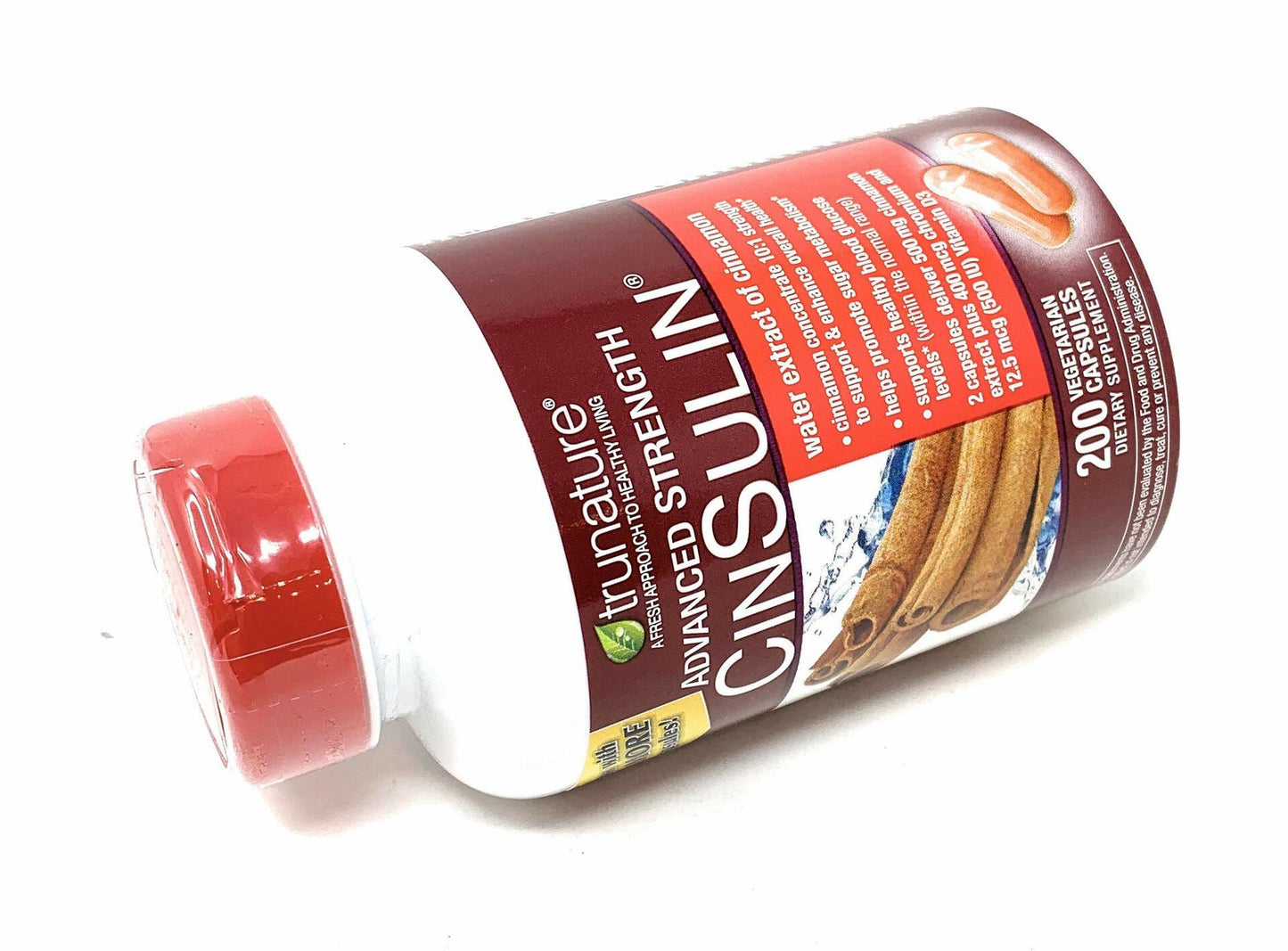 trunature Advanced Strength CinSulin 500mg., 200 Vegetarian Capsules (2 Pack)