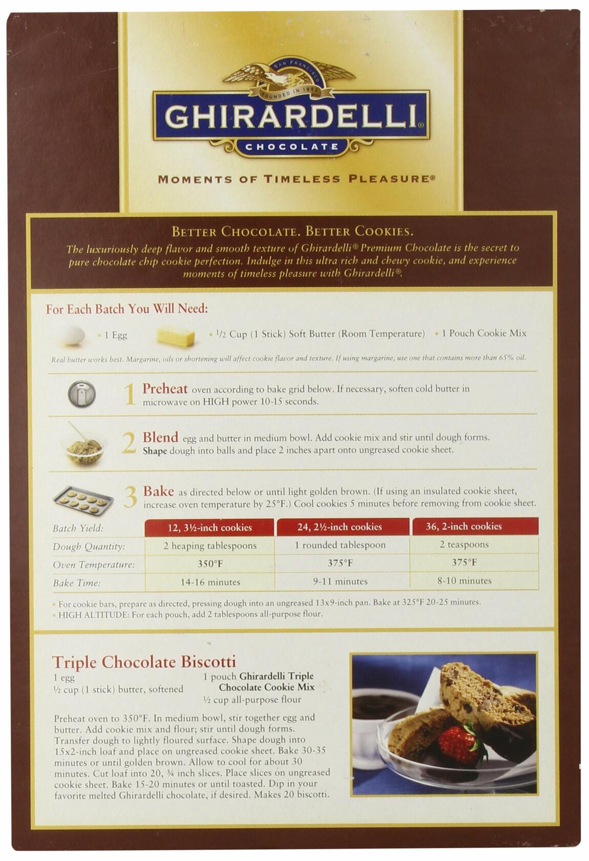 Ghirardell Chocolate Triple Chocolate Semi Sweet- Milk- Bittersweet Cookie Mix - 52.5 oz