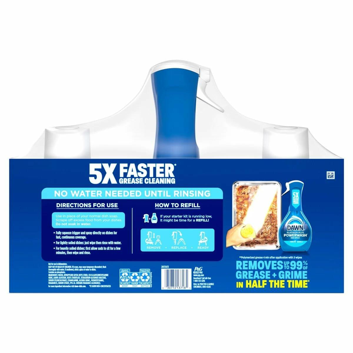Dawn Platinum Powerwash, Fresh Scent, 1 Starter Kit + 2 Refills (21.5oz each - 3 Piece Set)