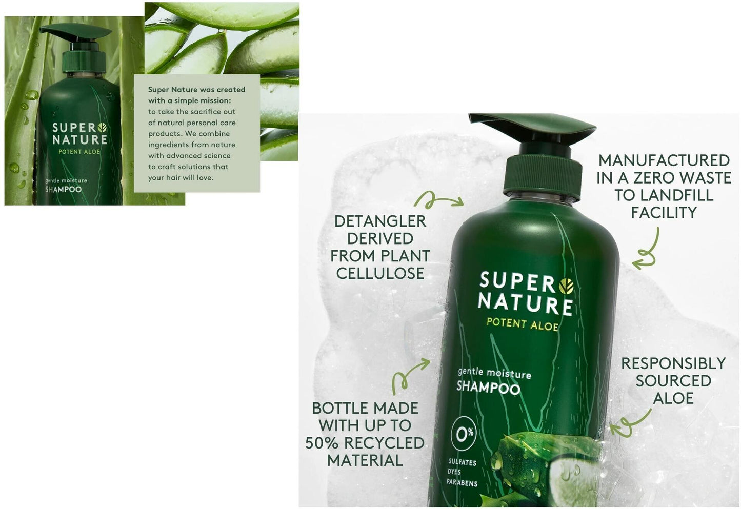Super Nature Potent Aloe Gentle Moisture Shampoo 30 Fluid Ounce