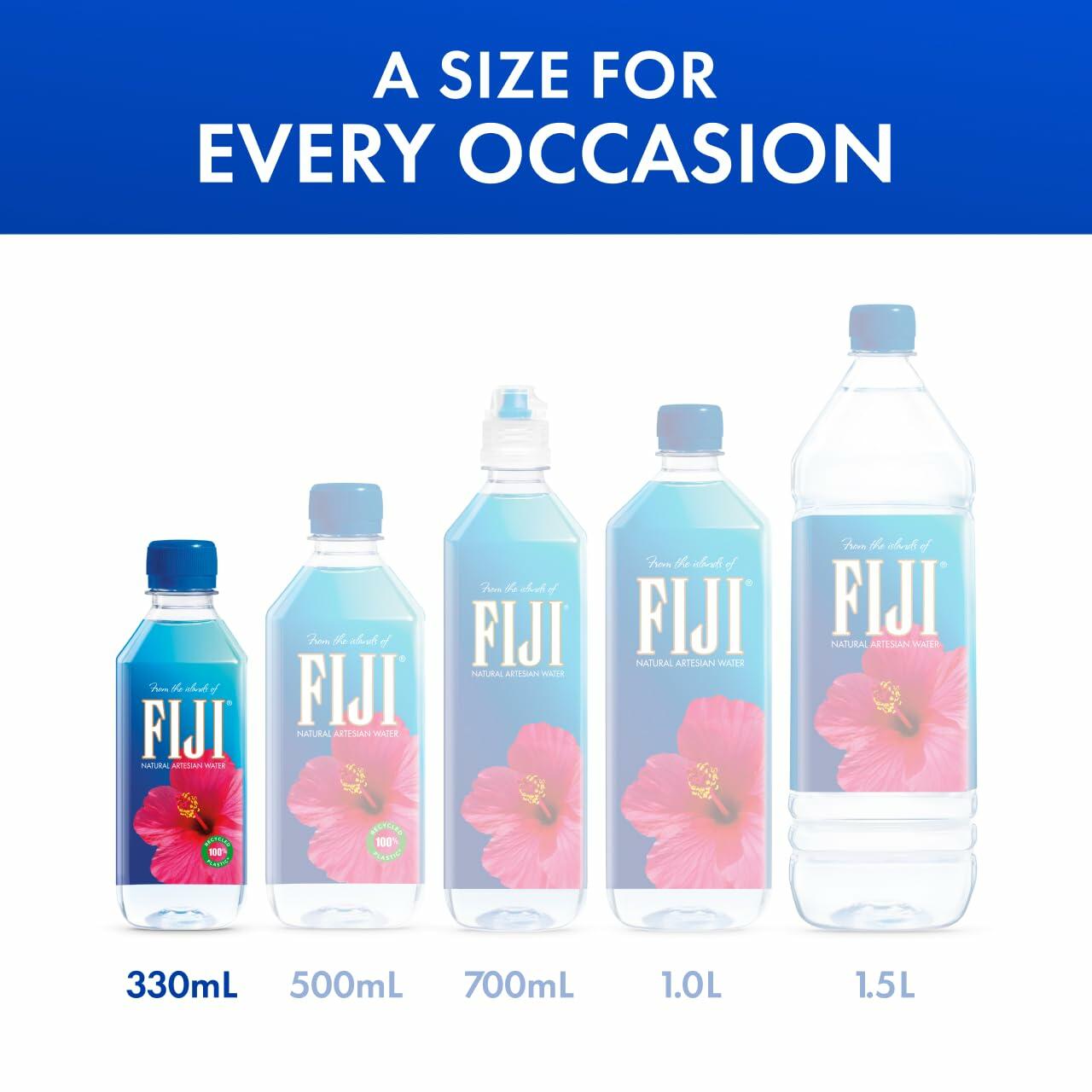 FIJI Natural Artesian Bottled Water 330mL / 11.15 Fl Ounce (Pack of 24) - 100% Natural Electrolytes - NEW