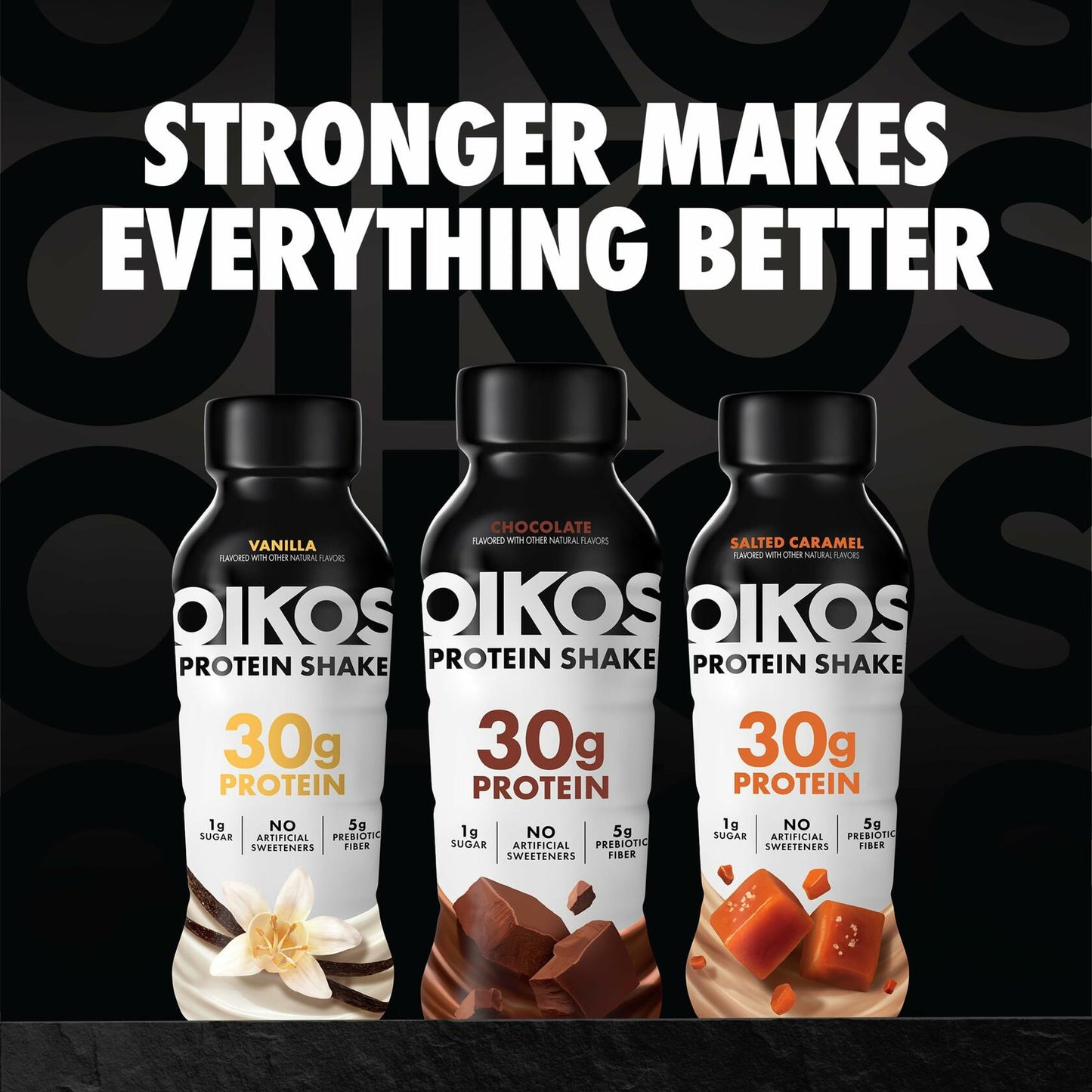 Oikos Protein Shake, Vanilla, 30g Protein, Shelf Stable Protein Drink with 5g Prebiotic Fiber, 12 fl oz Bottle, 12 Count
