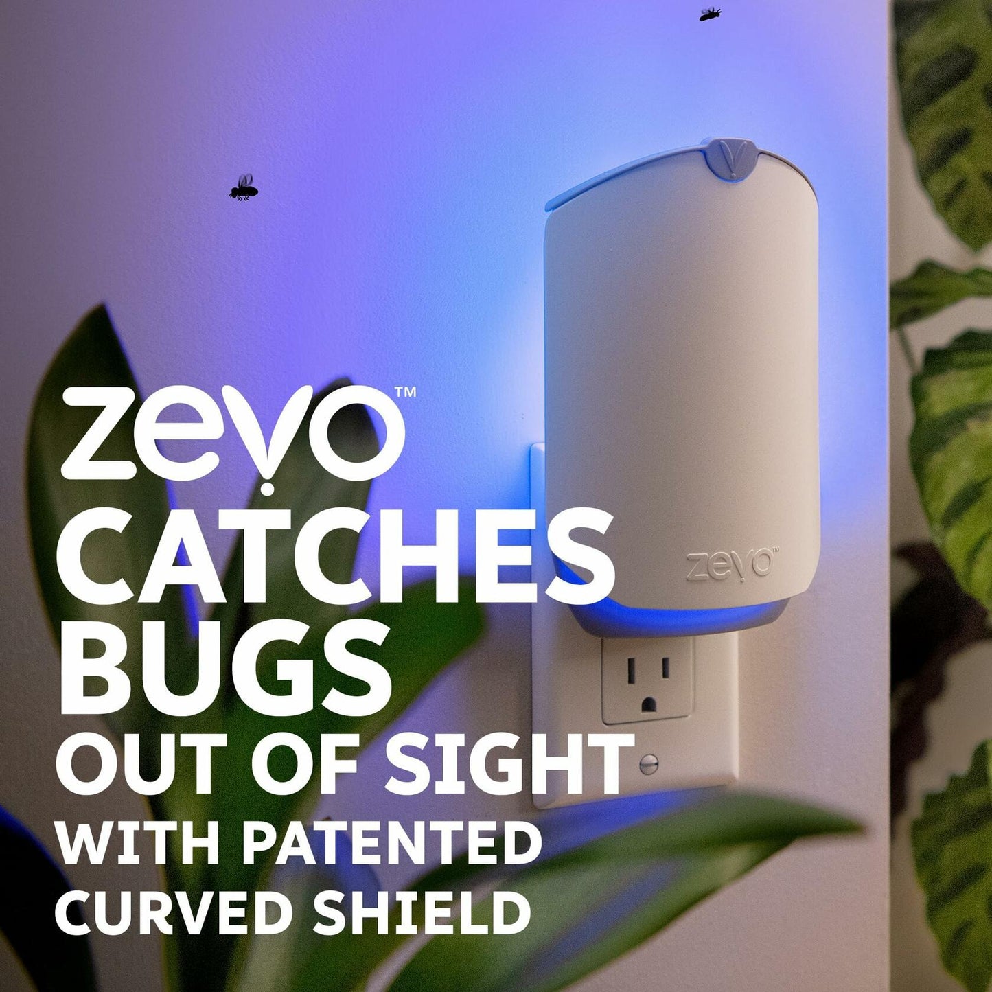 Zevo 2 Flying Insect Traps & 4 Cartridges - Plug In Fly Trap & Indoor Bug Catcher for Gnats, House & Fruit Flies - Mess-Free - Use in Any Room - Uses Blue & UV Light (2 Plug In Devices & 4 Cartridges)