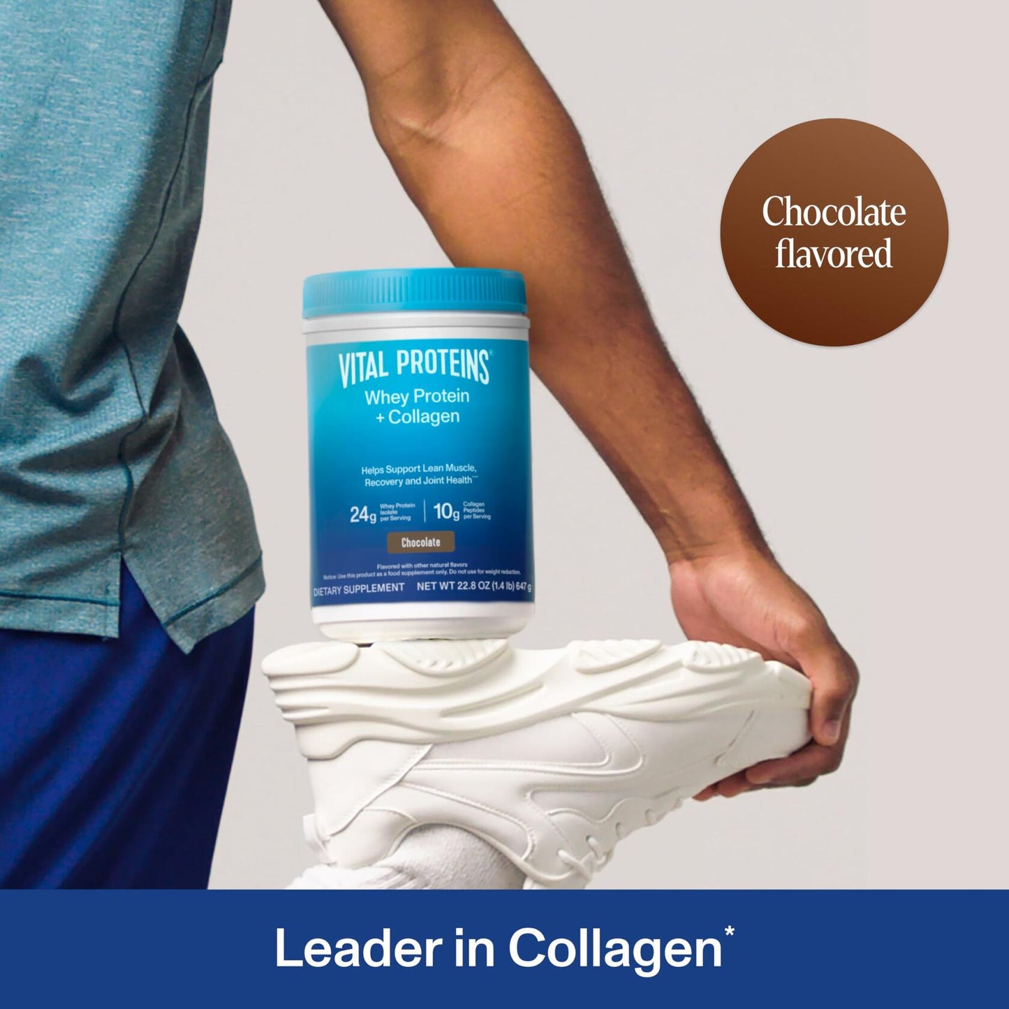 Vital Proteins Whey Protein Powder+ Collagen Peptides, 24g Protein Supporting Recovery & Joint Health, with Vitamin C, About 16 Servings - Chocolate 22.8oz