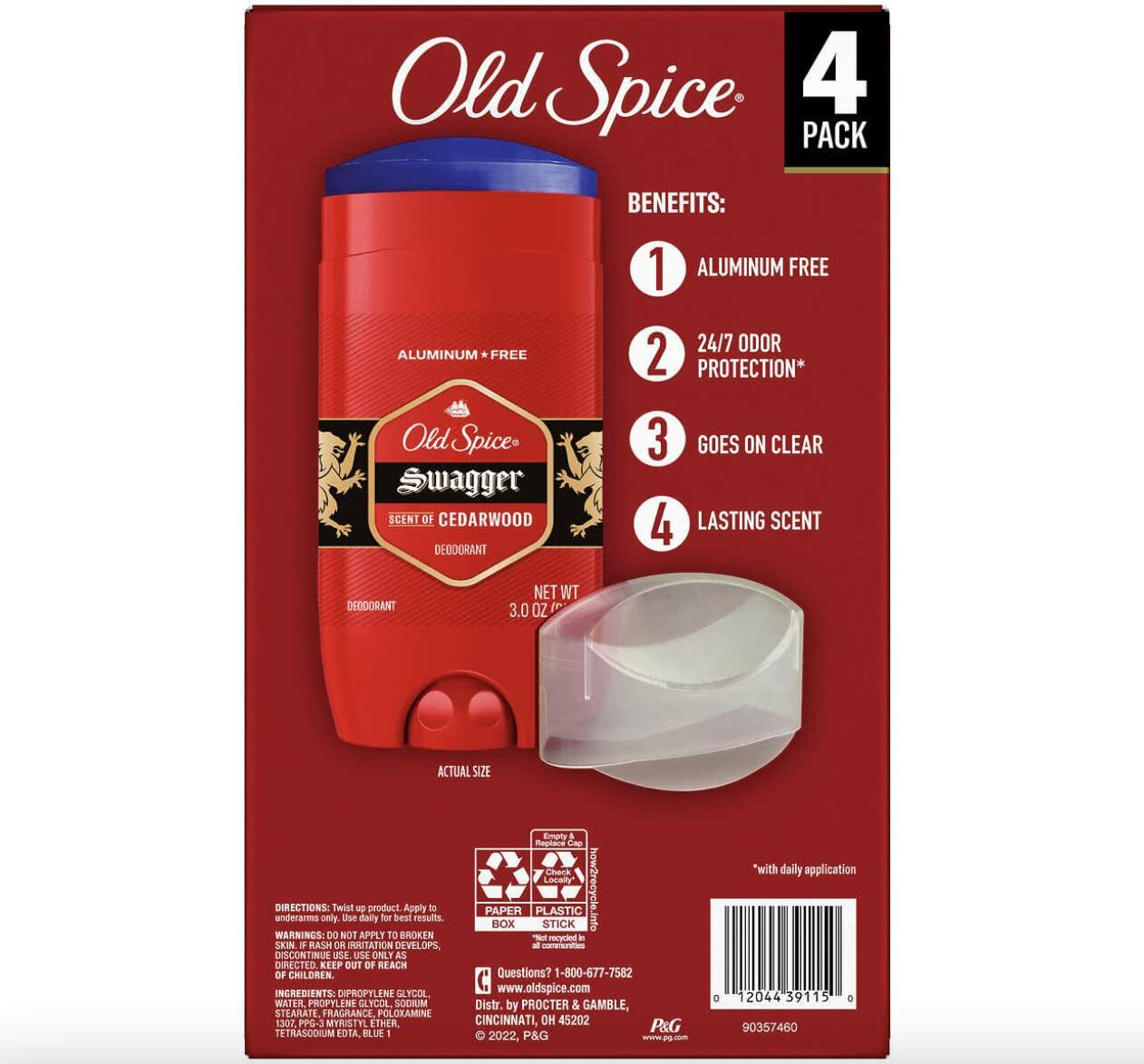 Old Spice Swagger Deodorant Aluminum Free 3 oz, 4-pack