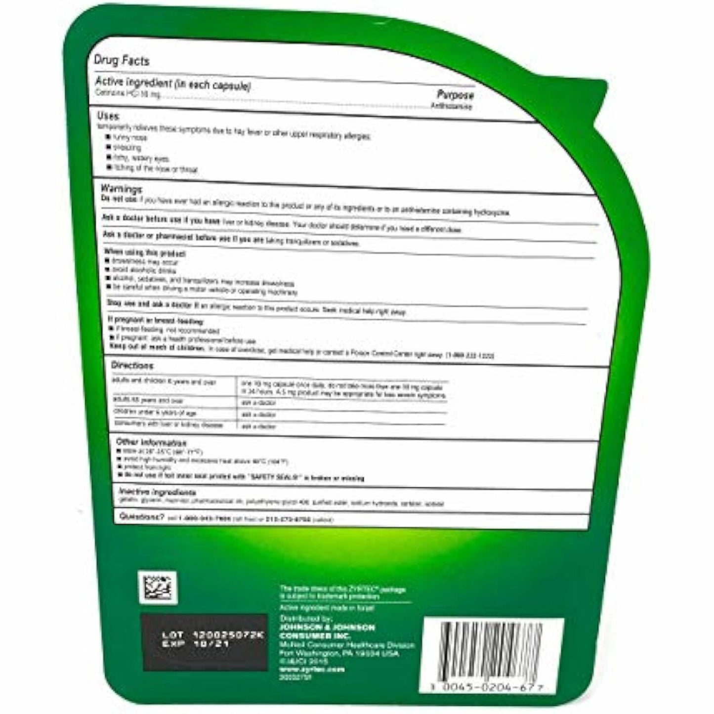 Zyrtec Cetirizine HCI/ Antihistamine 10mg 65 Liquid Gels One Bottle of 25 and One Bottle of 40