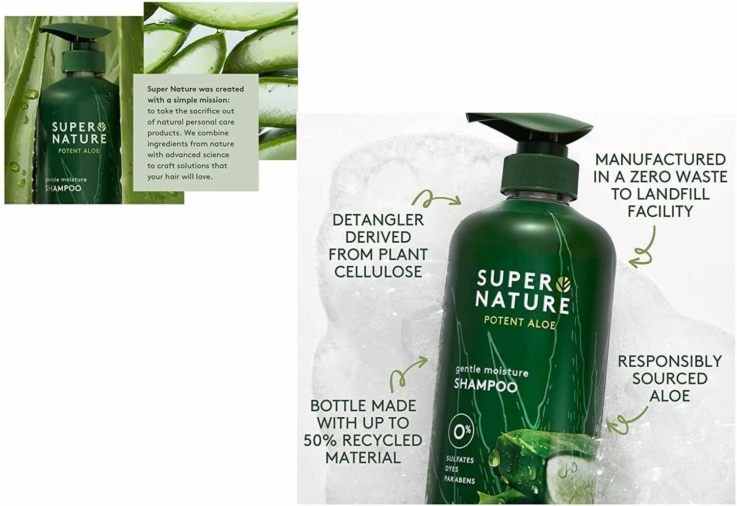 Super Nature Potent Aloe Gentle Moisture Shampoo, 30 Fluid Ounce, 2.23 pounds, 1 Count