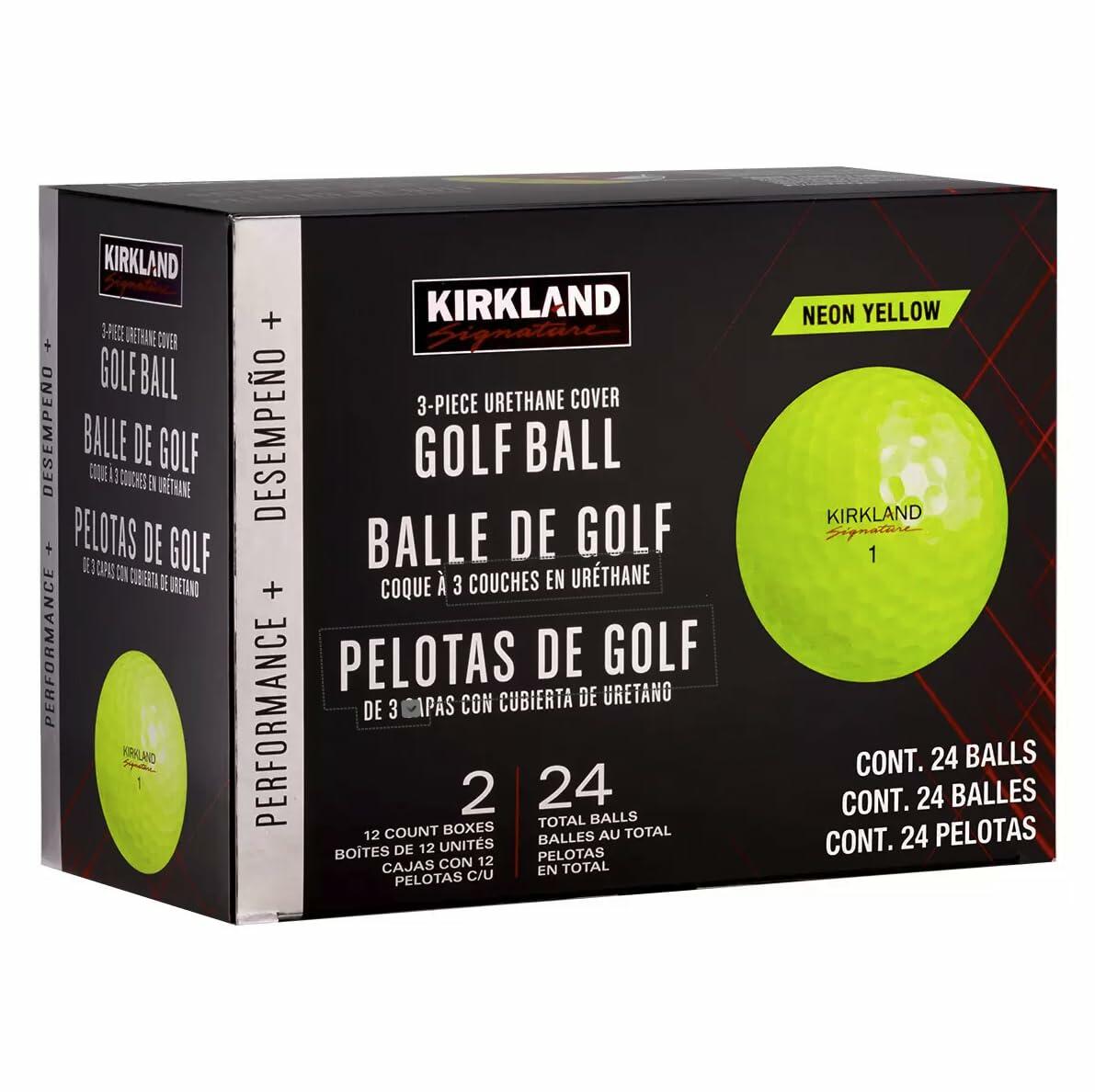 Kirkland Signature 3-Piece Urethane Cover Golf Balls, Neon Yellow (Box Damaged)