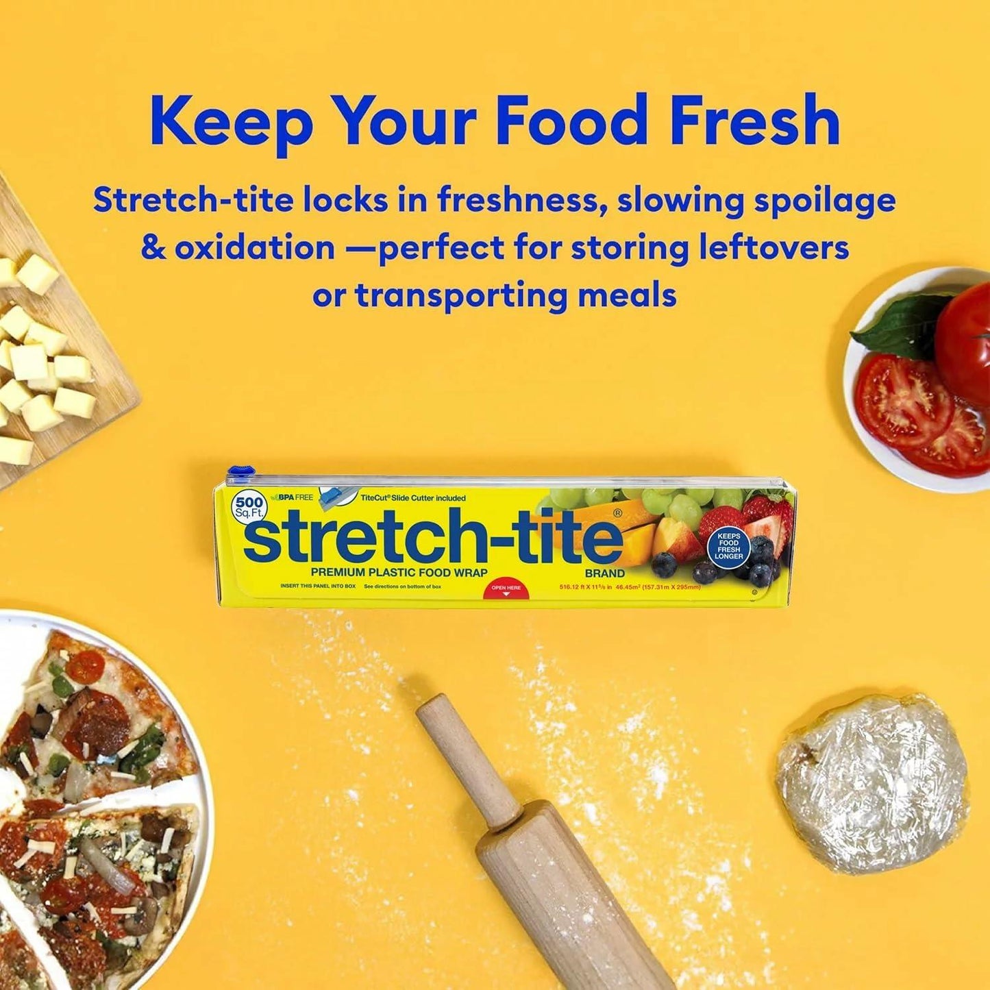 Stretch-tite premium plastic food wrap 500 sq ft 2 pack
