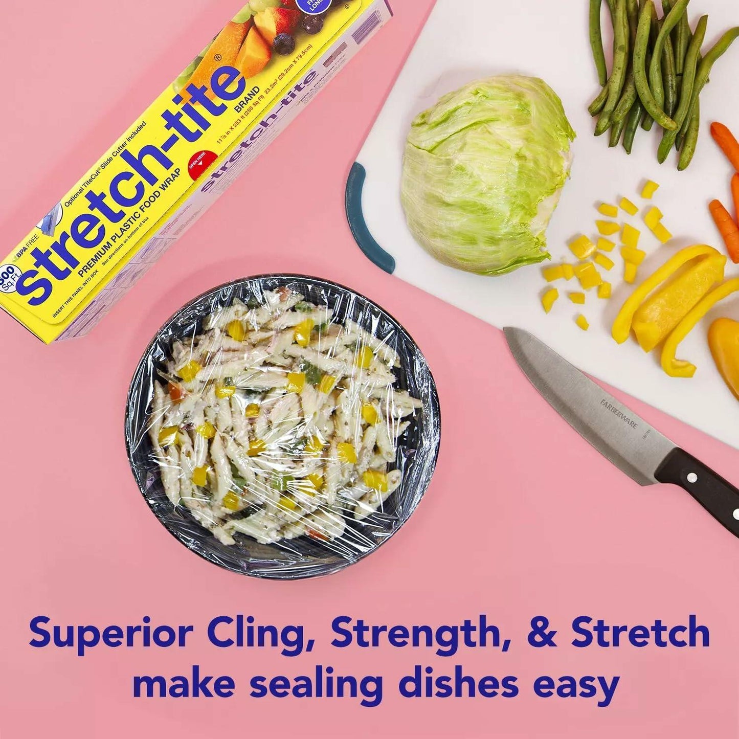 Stretch-tite premium plastic food wrap 500 sq ft 2 pack