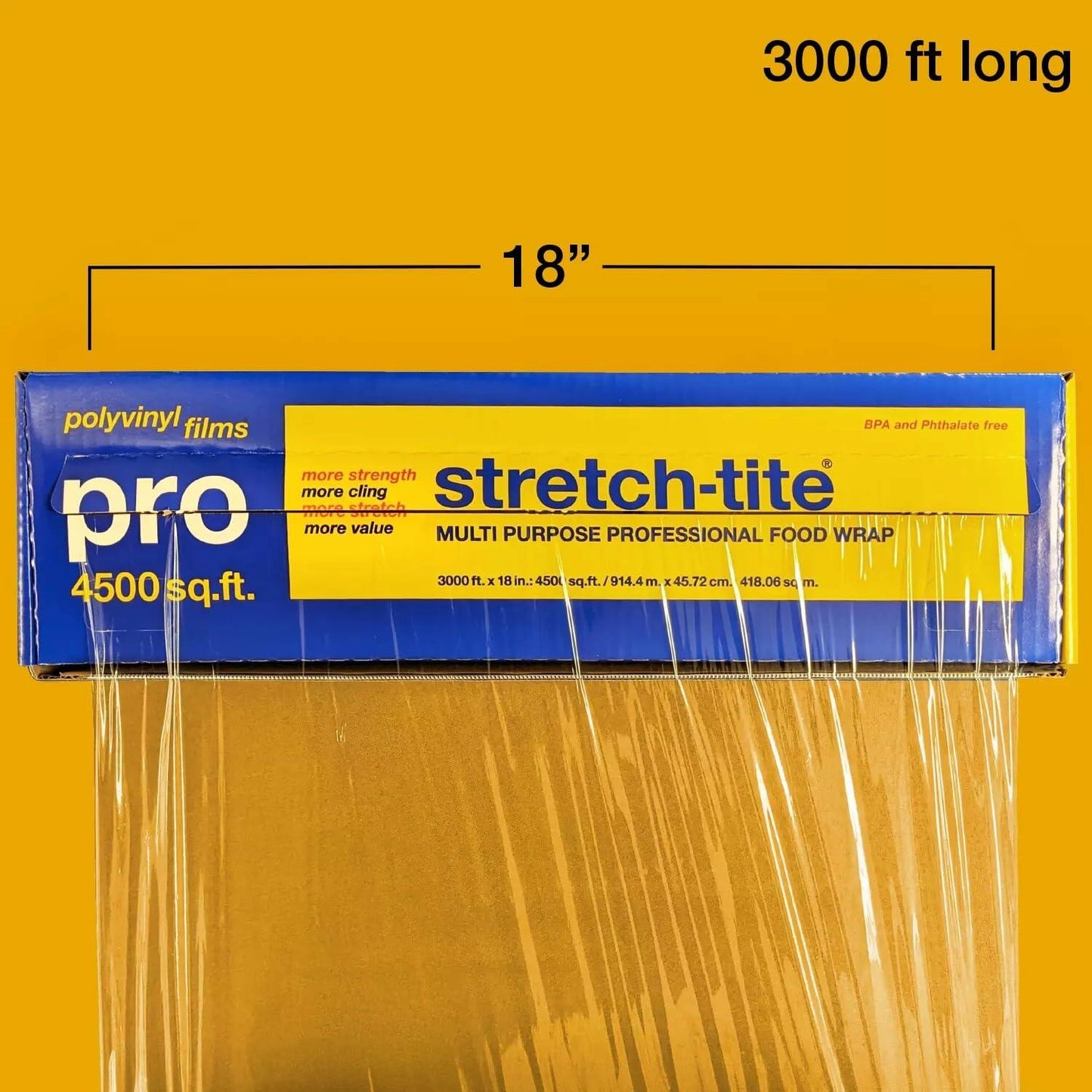 Stretch-tite PRO 18" x 3000 sq ft multi purpose professional food wrap