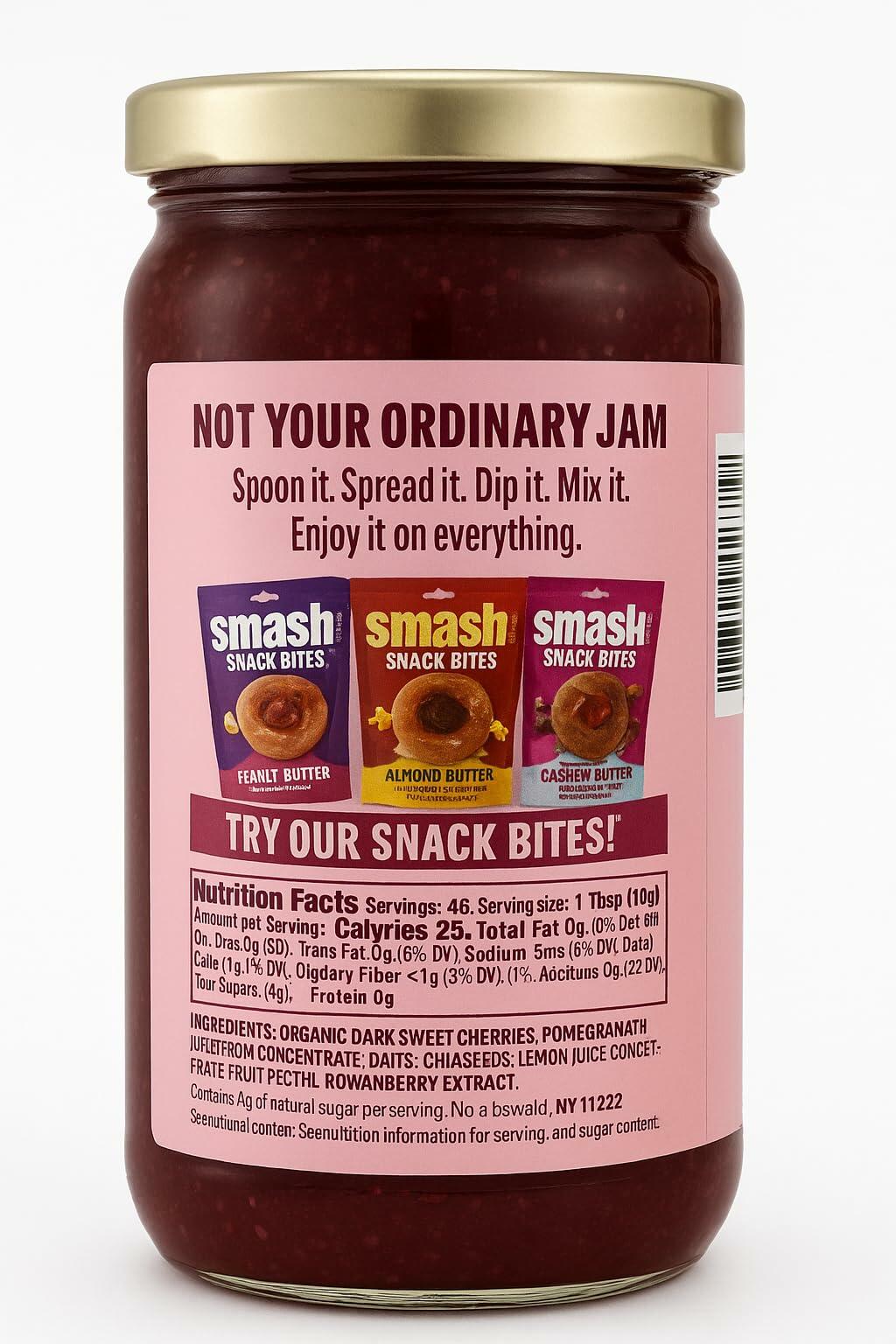 Smash Cherry Pomegranate Superfood Fruit Spread, No Sugar Added, 26 Oz