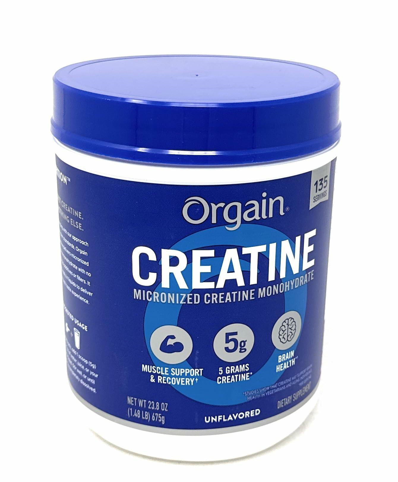 Orgain 5g Micronized Creatine Monohydrate, Unflavored, 1.48lbs
