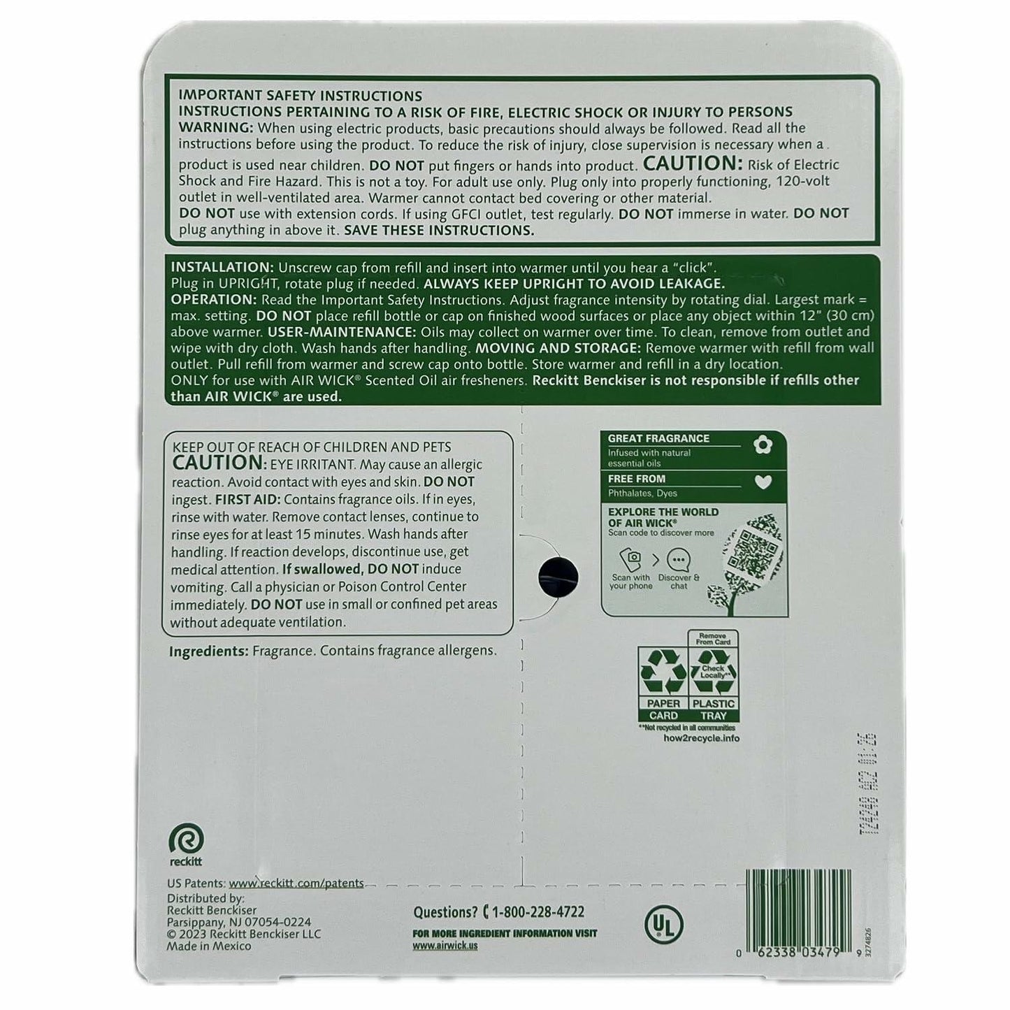 Airwick Essential Oils Air Freshener, 1 Unit with 9 Refills (Lavender & Linen)