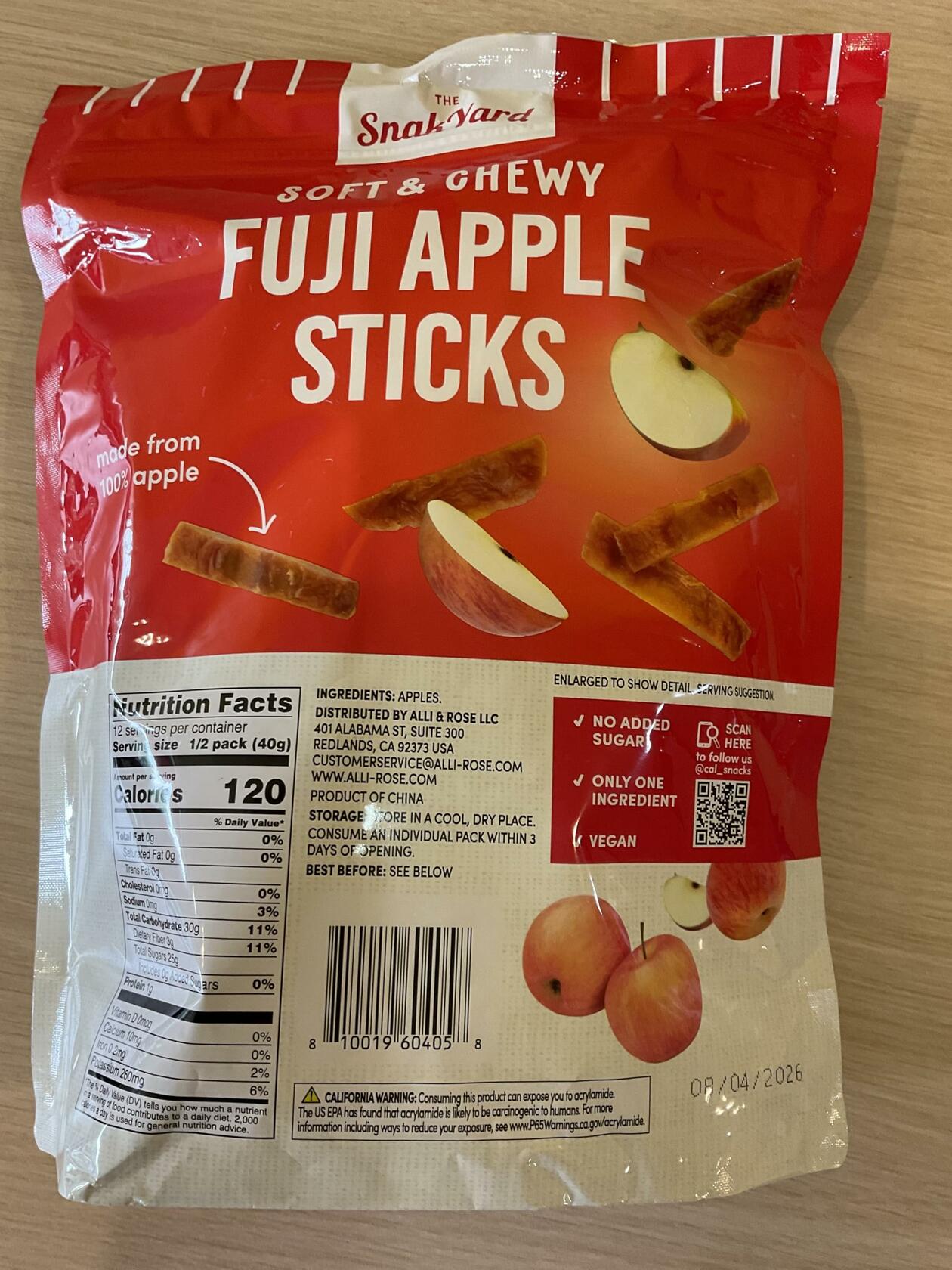 The SnakYard FuJi Apple Sticks 17 oz 2 packs
