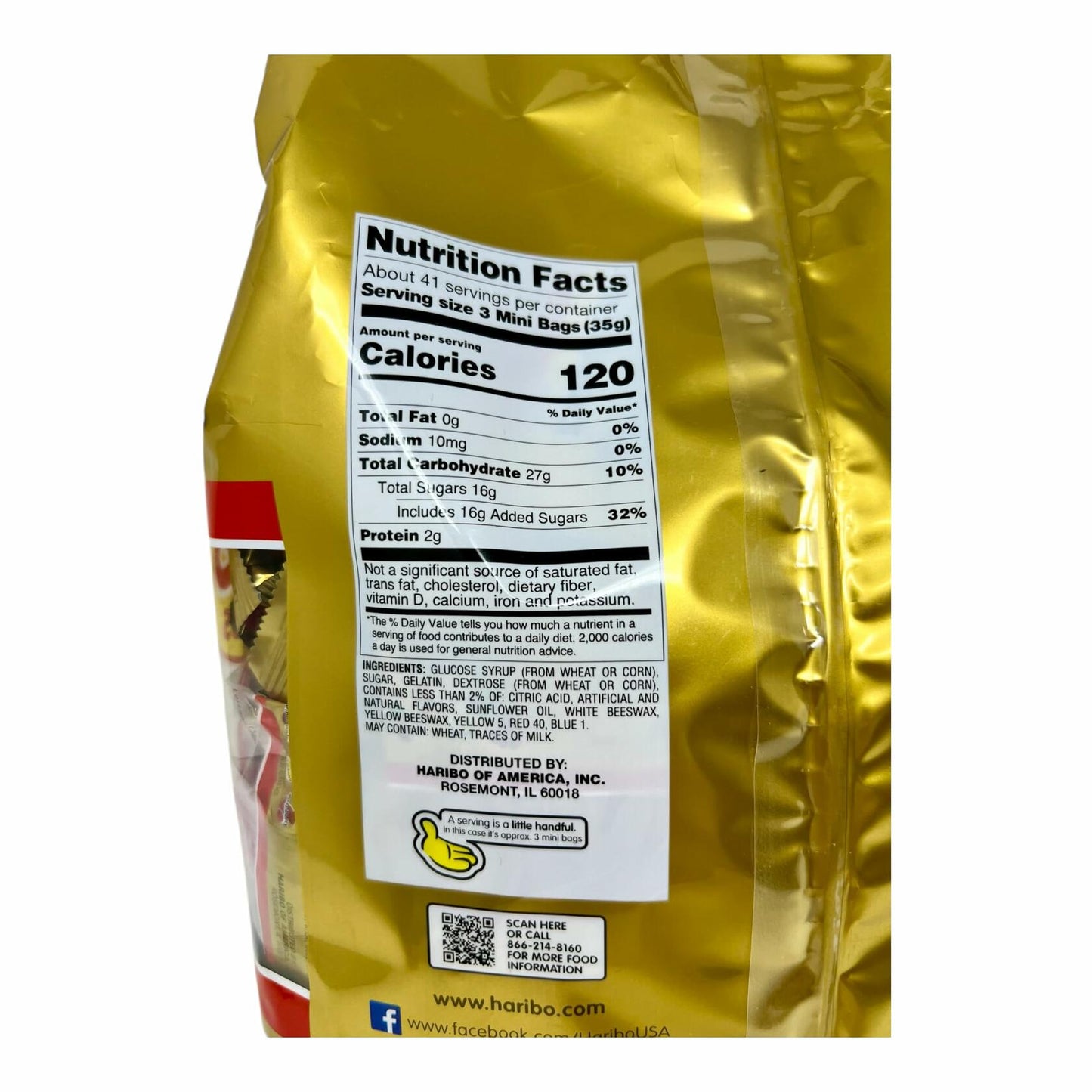 Haribo Goldbears Candy, 125 Treat Bags (50 OZ)