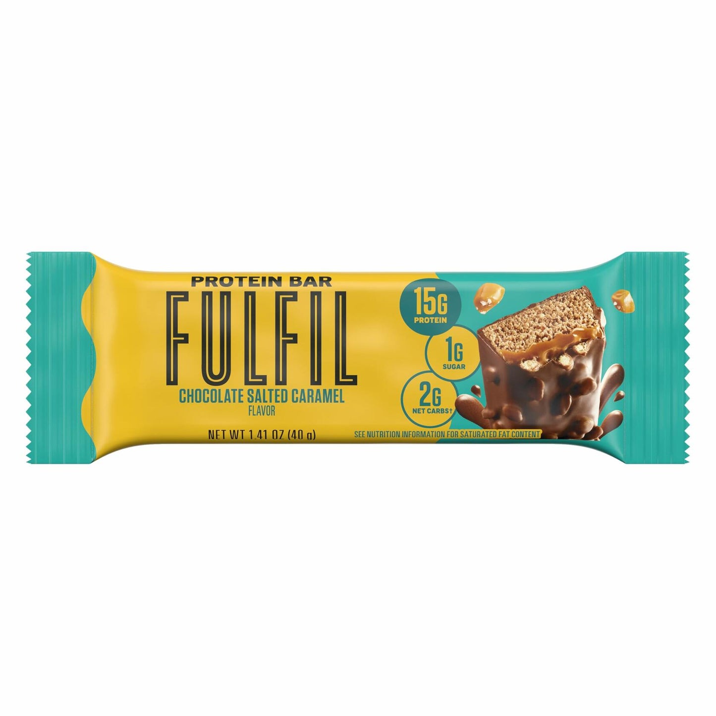 FULFIL Protein Snack Bars, Chocolate Salted Caramel Flavored, Gluten Free with 15g Protein, Pantry Staples, 12 Count