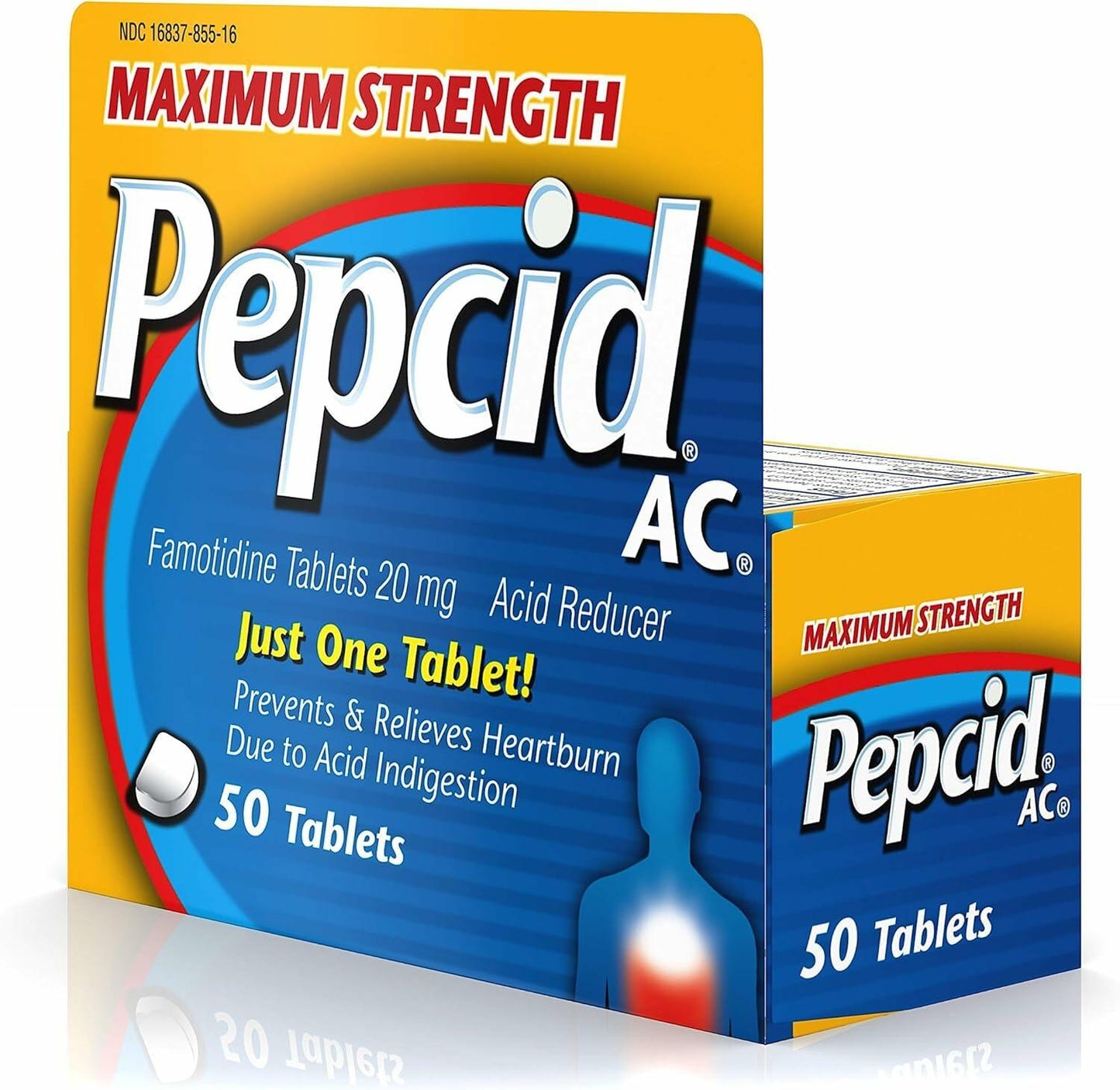 CSC 24 - Convenient 2 Pack Pepcid AC Maximum Strength Acid Reducer Prevent Relieves Heartburn Famotidine Tablets 20mg - 2 Pack of 50 Tablets (100 Tablets Total)