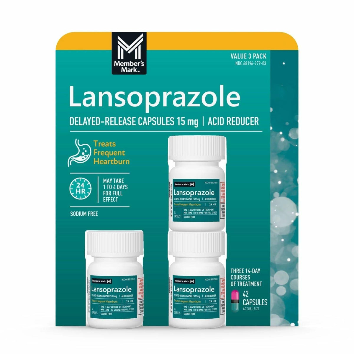 Members Mark Lansoprazole Delayed Release Capsules, 15 mg (42 Count)