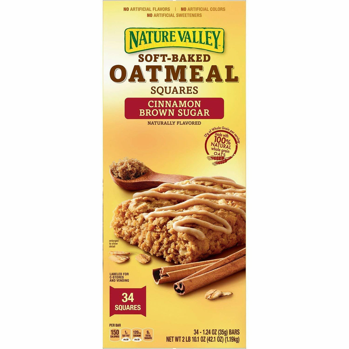 Nature Valley Soft Baked Oatmeal Squares Cinnamon Brown Sugar, 34 ct.