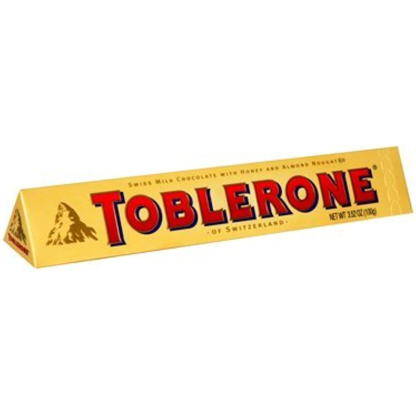 TOBLERONE SWISS MILK CHOCOLATE WITH HONEY AND ALMOND NOUGAT 12 X 100 G BARS