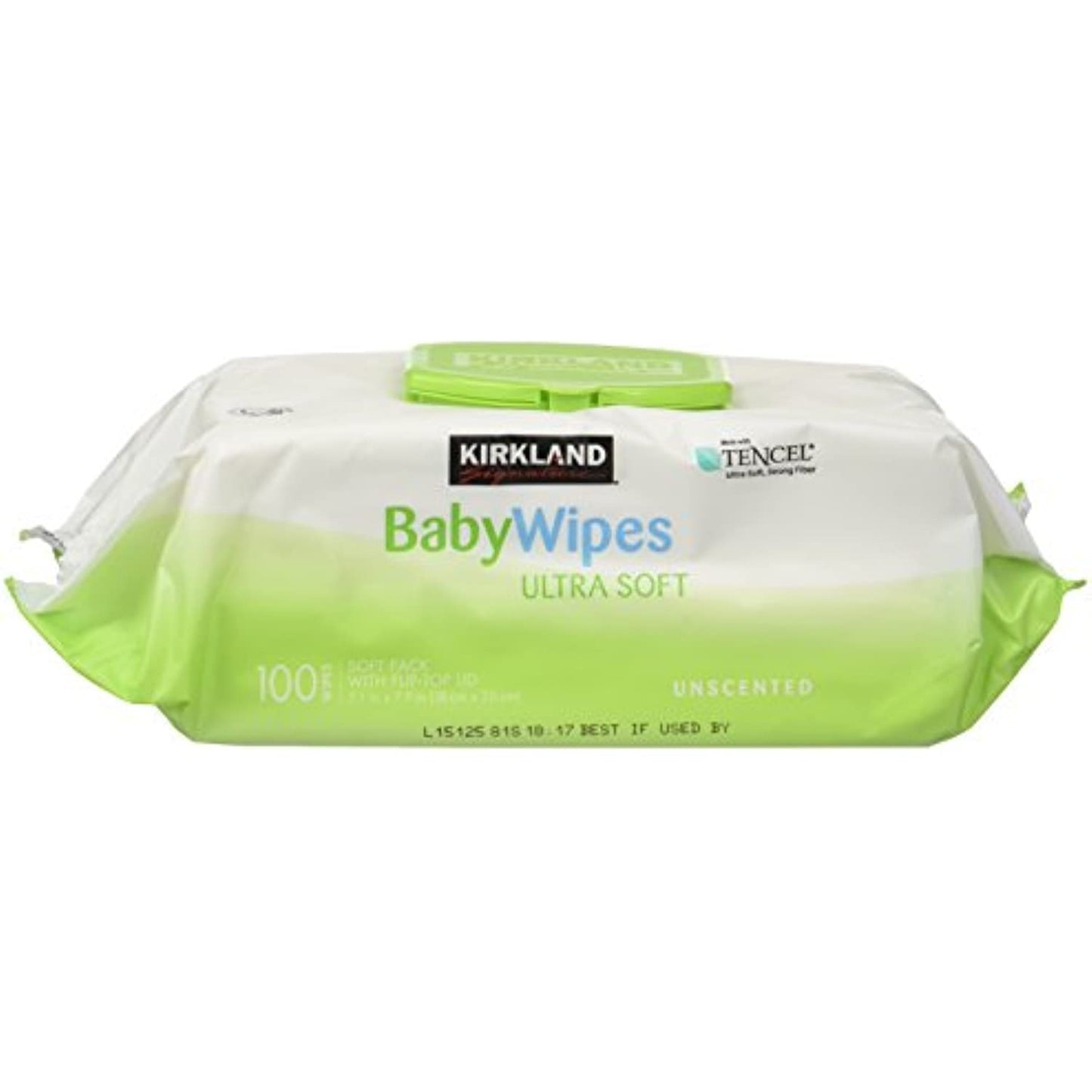 Baby Wipes Unscented Ultra Soft by Kirkland with Flip top Lid, 100 Count (Pack of 3)