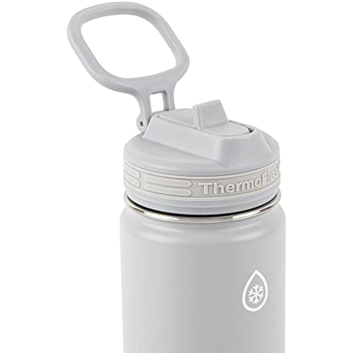 ThermoFlask Stainless Steel KIDS Bottles with Straw Lid ,BPA-free, 16 Ounces, 2 Count (Blueberry/Wolf Grey)