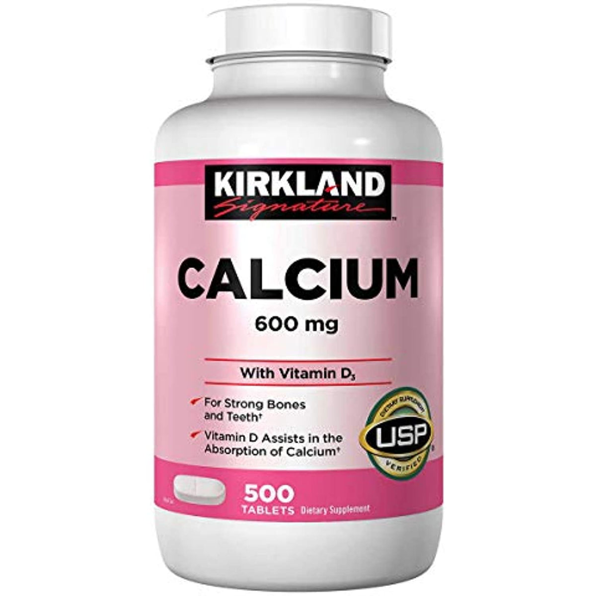 Kirkland Signature Calcium + D3, 500-Count Tablets (2 Bottles)