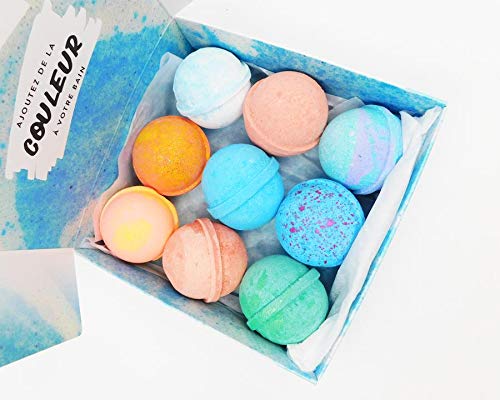 Handmade Bath Bombs by Naturally Vain - Set of 9 Relaxing Bath Balls Make the Perfect Gift for Women, Men & Kids, Moisturizing for Soft Skin, 25% Larger & Made in Canada From Natural Ingredients