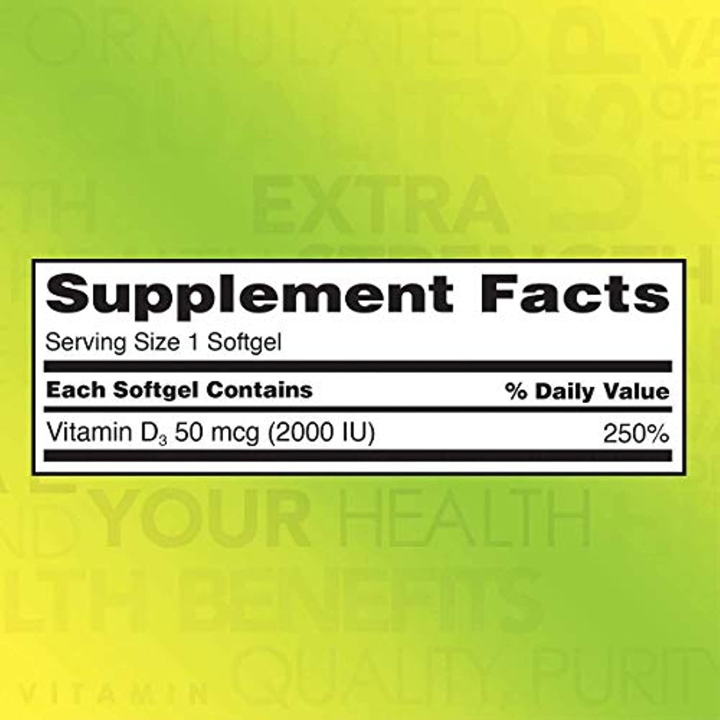 Kirkland Signature Extra Strength Vitamin D3 2000 I.U. 600 Softgels, Bottle (Pack of 2)