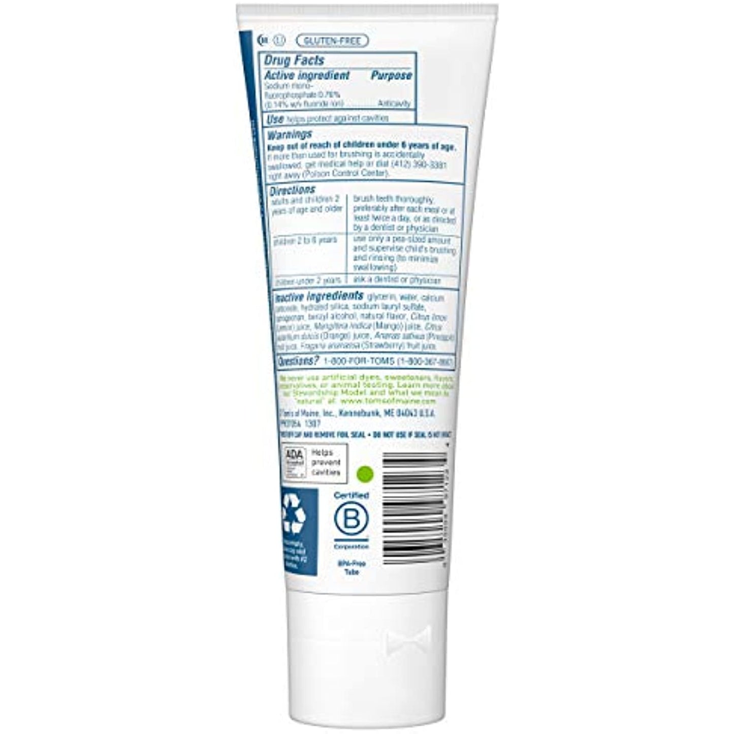 Tom's of Maine ADA Approved Fluoride Children's Toothpaste, Natural Toothpaste, Dye Free, No Artificial Preservatives, Silly Strawberry, 5.1 Oz. 3-Pack (Packaging May Vary)