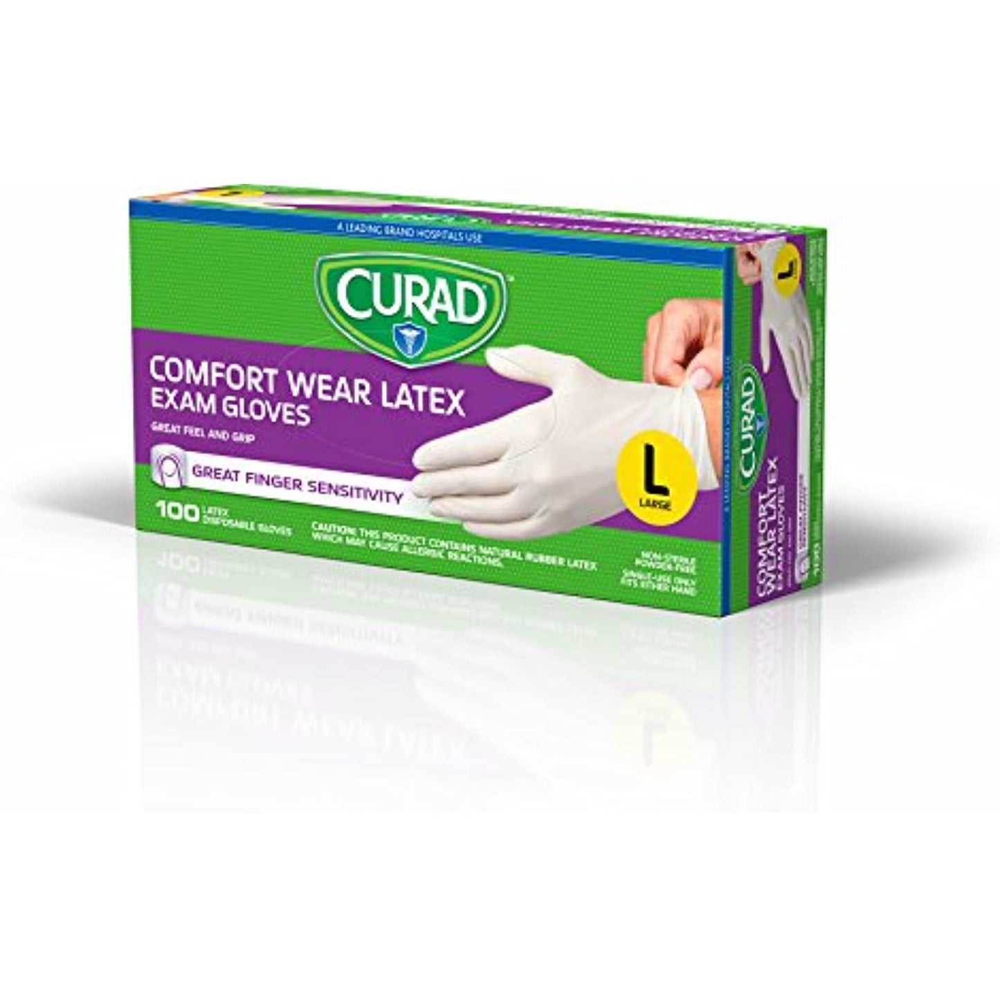 CURAD Comfort Wear Latex, Vinyl Exam Gloves, Large (Pack of 300)