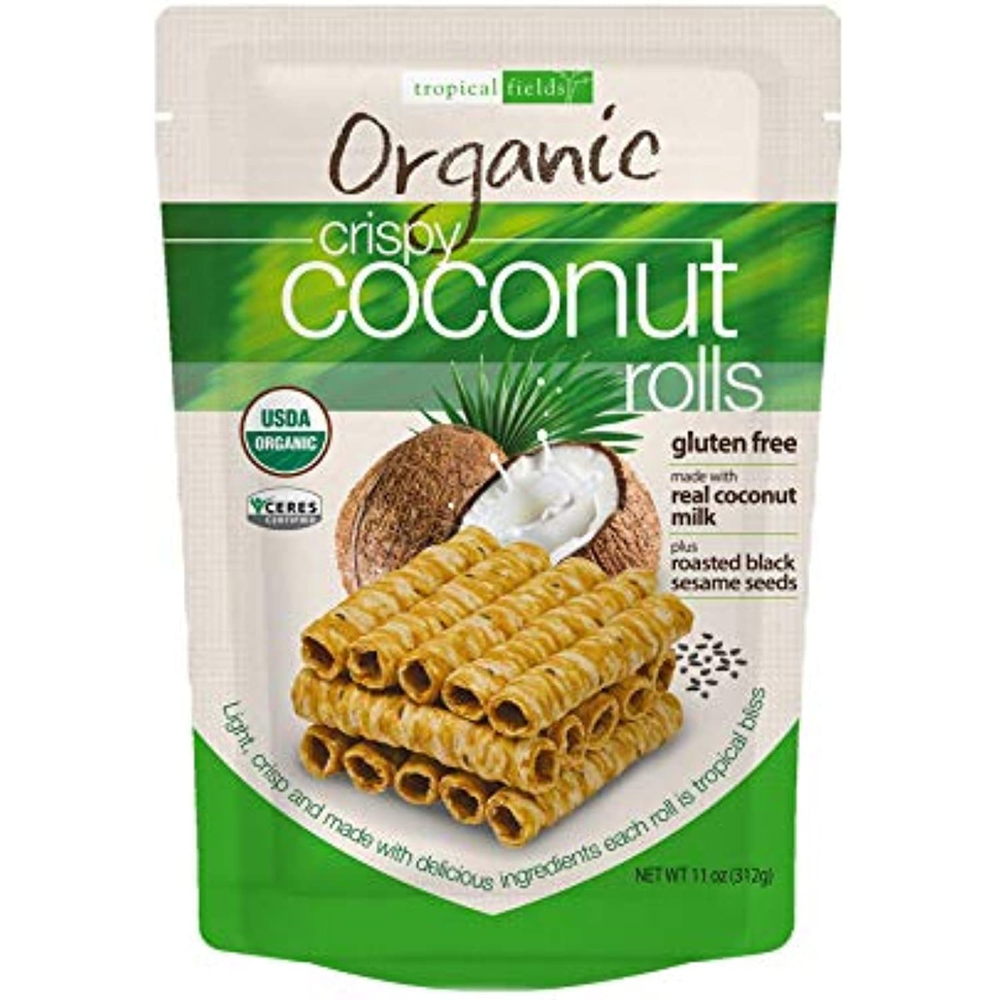 TROPICAL FIELDS ORGANIC CRISPY COCONUT ROLLS (11 OZ BAG) - PACK OF 3