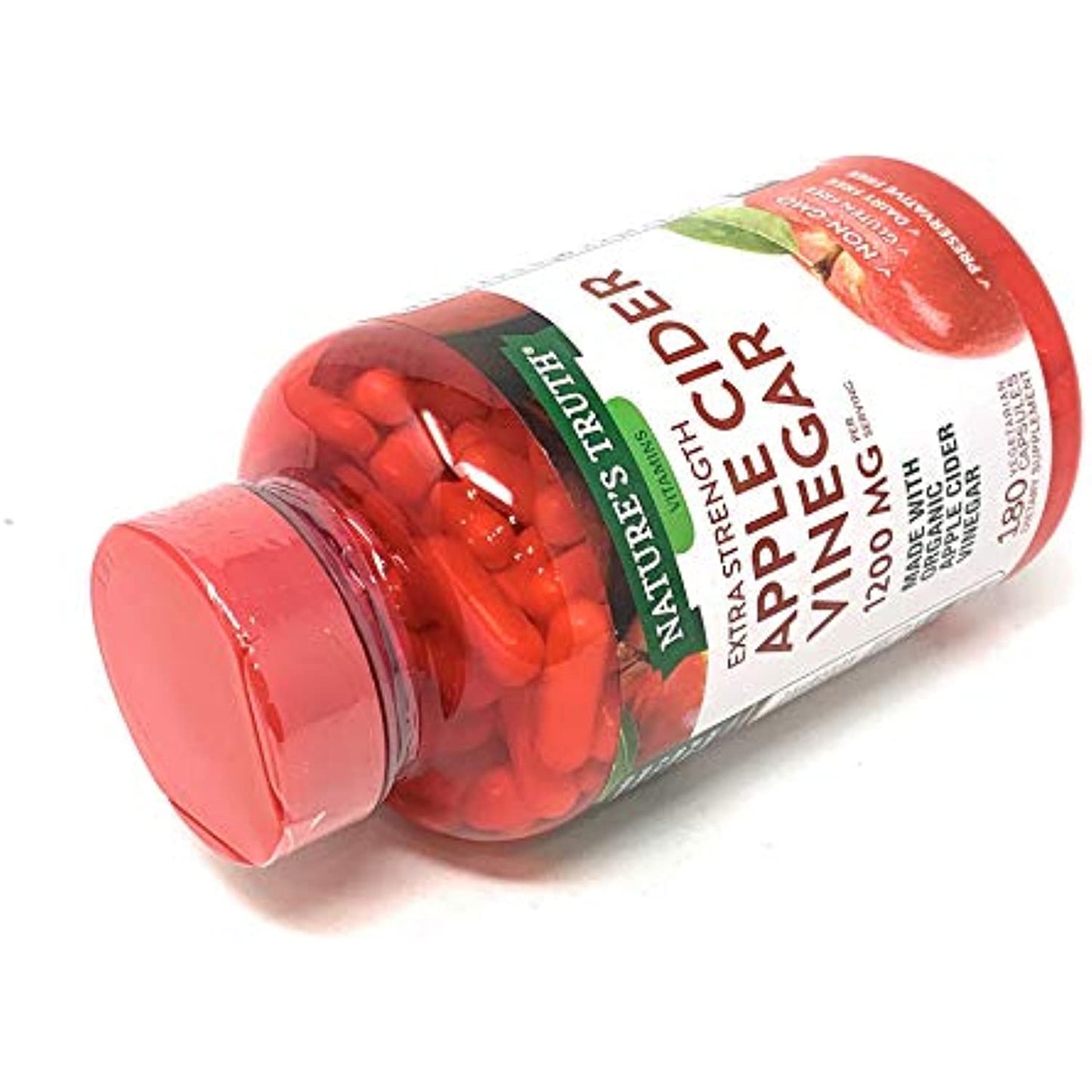 Nature's Truth Organic Apple Cider Vinegar Extra Strength Quick Release 1200 MG Gluten Free, Dairy Free, Non -GMO, No Preservative - 180 Vegetarian Capsules (1 Pack - 180 Capsules)