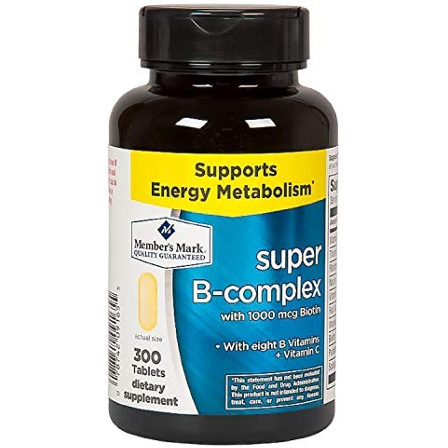 Member's Mark Super B-Complex with Biotin Vitamin B and Vitamin C (1 Bottle (300 Tablets))