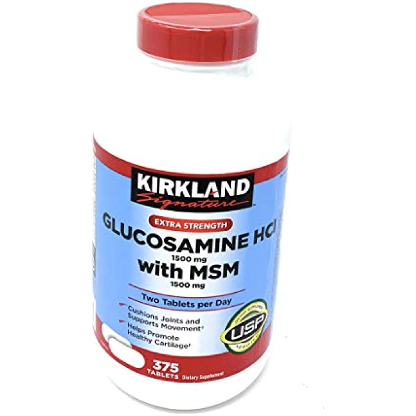 Kirkland Signature Extra Strength Glucosamine HCI 1500mg With MSM 1500 mg 375 Tablets