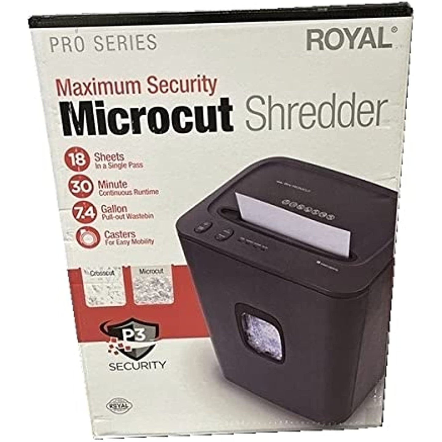 Royal Consumer Micro-Cut Paper Shredder, 18 Sheet, Ultra Quiet Pro Series, Auto Start/Stop Function, Basket Full Sensor, Black/Silver (RDS-89117X)