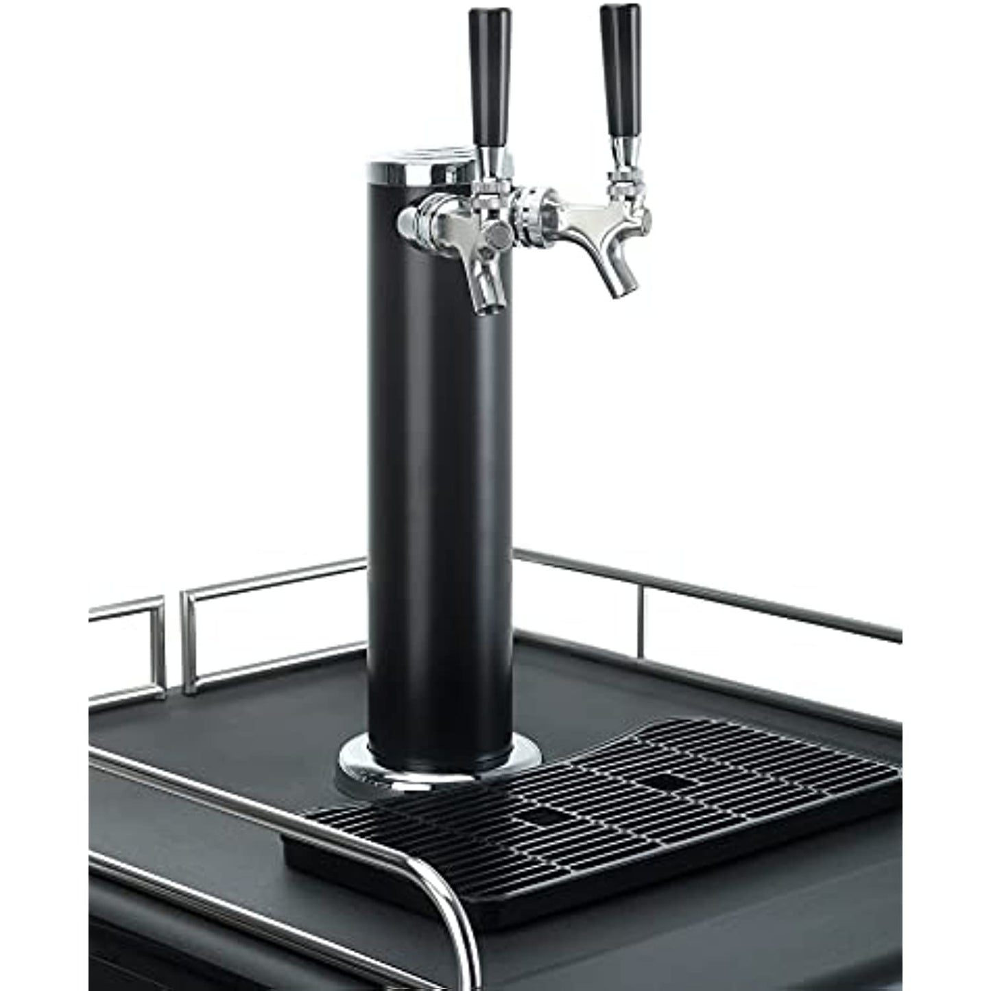 Danby DKC054A1BSL2DB 5.4 Cu.Ft. Double Tap Kegerator, Auto Defrost and Mechanical Thermostat, Keg Cooler with Scratch-Resistant Worktop and Reversible Door Hinge, Steel