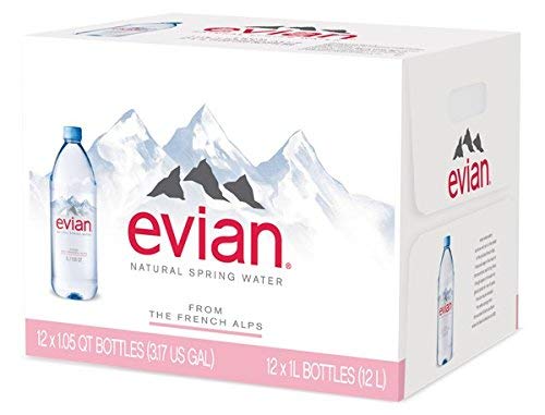 evian Natural Spring Water (One Case of 12 Individual Bottles, Each Bottle is 1 Liter) Naturally Filtered Spring Water in Large Bottles 3 Cases (36 Count)