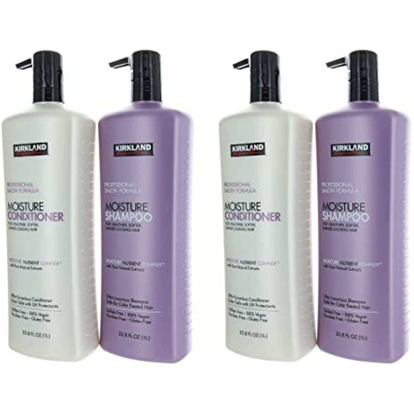 Kirkland Signature Professional Salon Formula Shampoo & Conditioner Bundle- Includes Two Salon Formula Moisture Shampoo (33.8 Fl. Oz Each) and Two Salon Formula Conditioner (33.8 Fl. Oz Each)