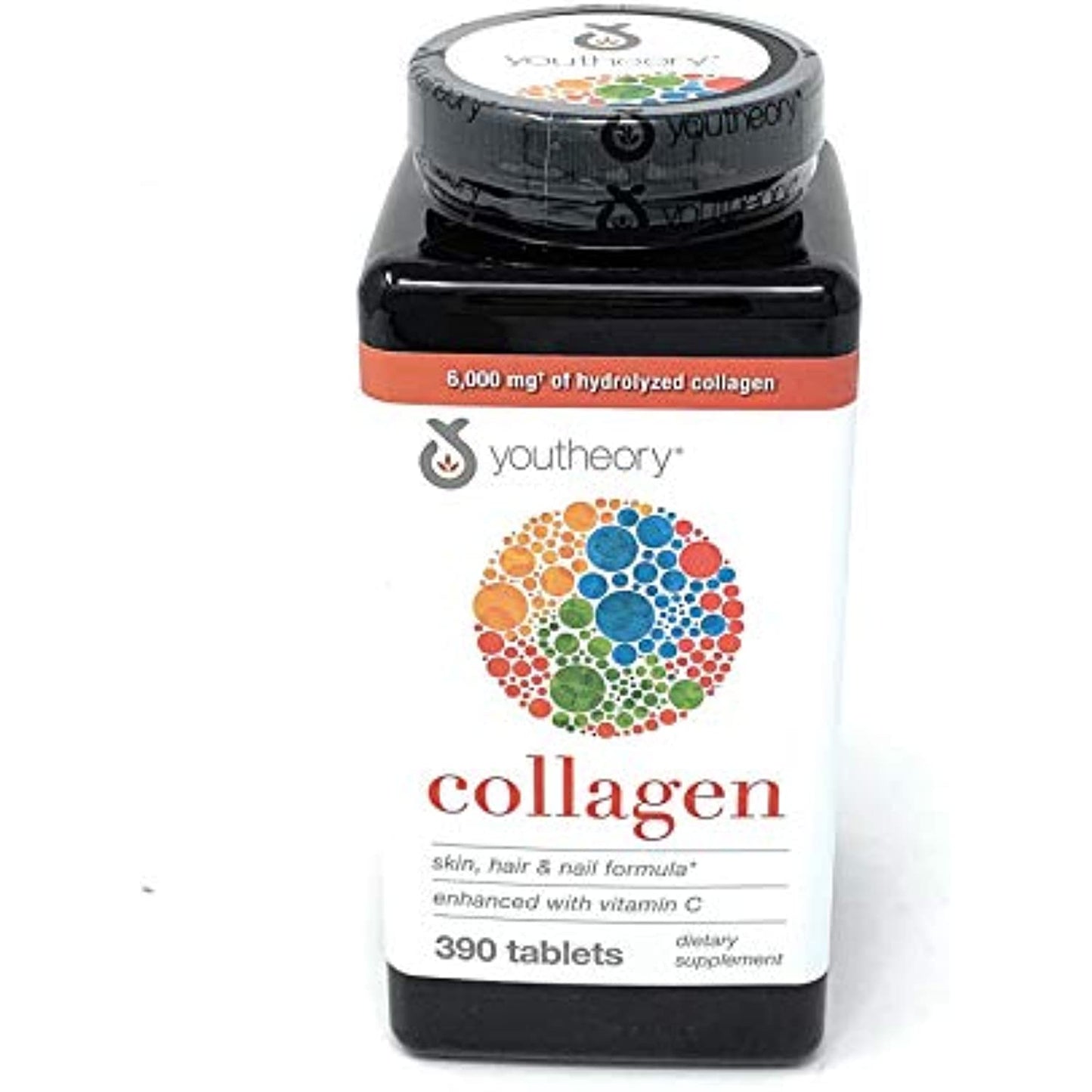 Youtheory Collagen Advanced Formula,Skin, Hair and Nails Enhanced with Vitamin C,6 Grams Collagen Type 1, 2 & 3 with 18 Amino Acids,390 Tablets