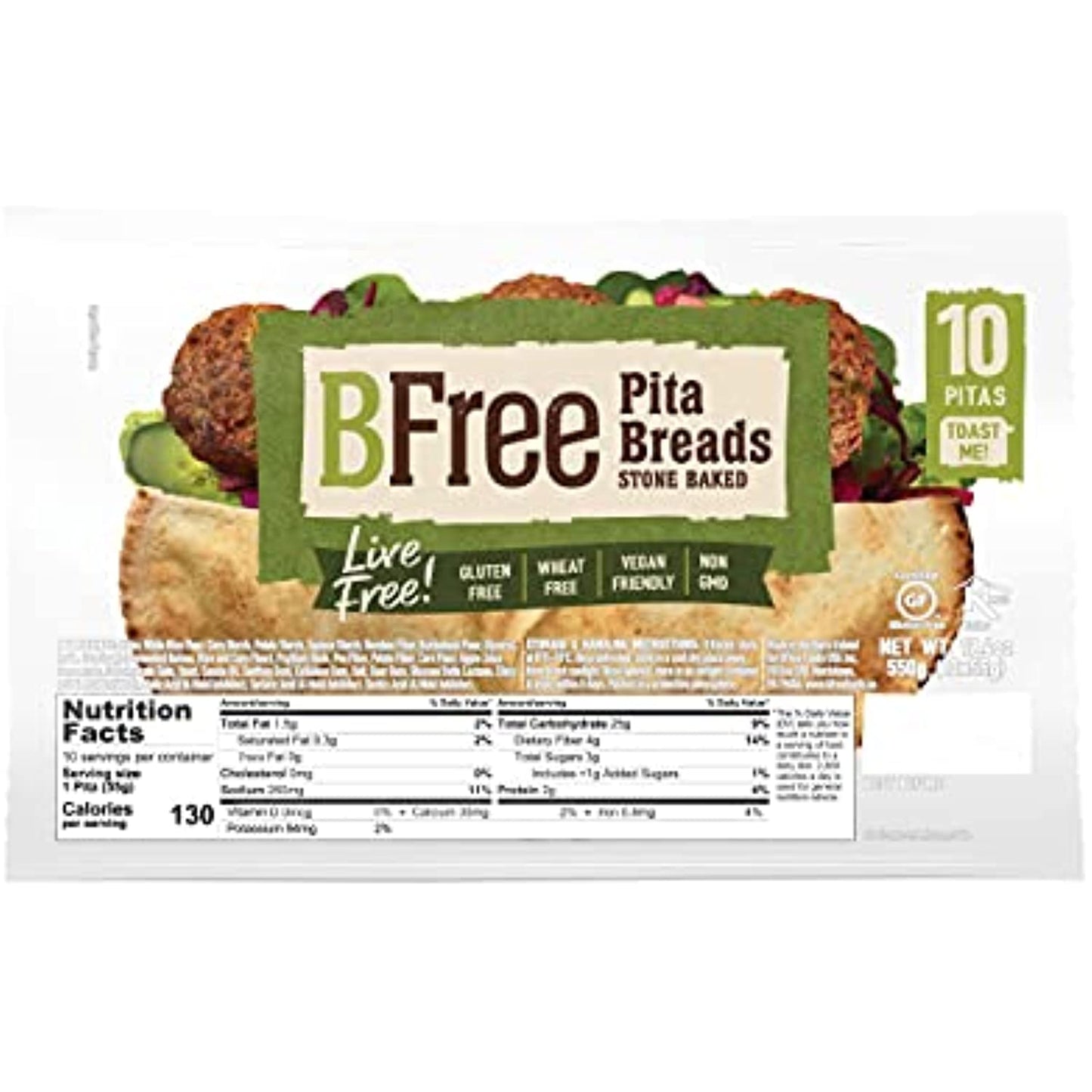 BFree Gluten Free Pita Bread, 10 Count (19.4 Ounce Total)
