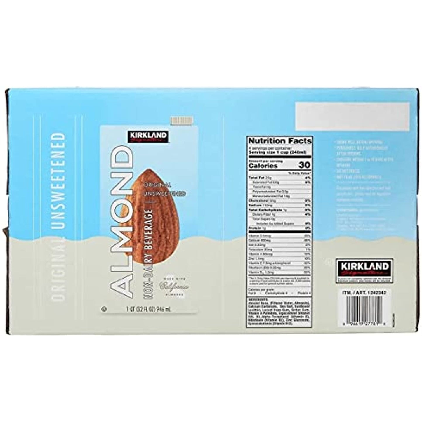 Kirkland Signature Almond Milk, 32 Fluid Ounce (12 Count)