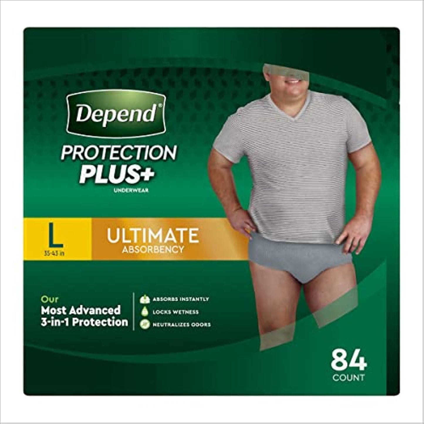 Depend Protection Plus Ultimate Underwear for Men Large 84 Count